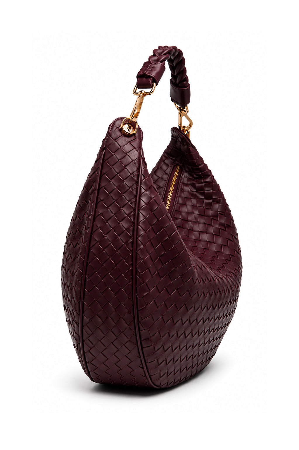 Bolsa Marcela M | Couro Pelica Tressê | Bordô