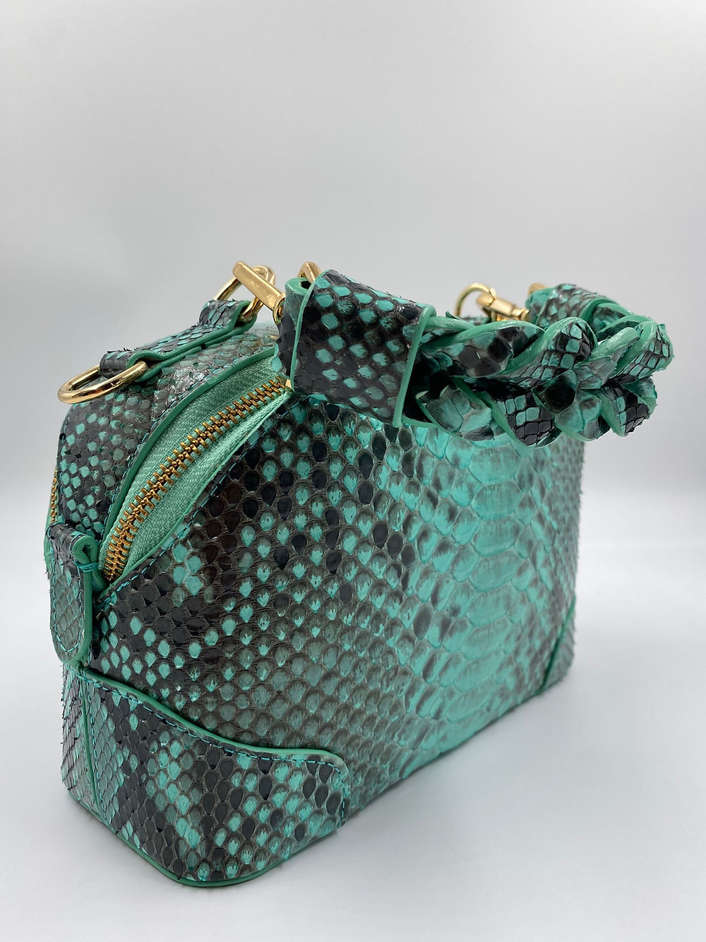 Bolsa Mari | Couro de Python | Verde