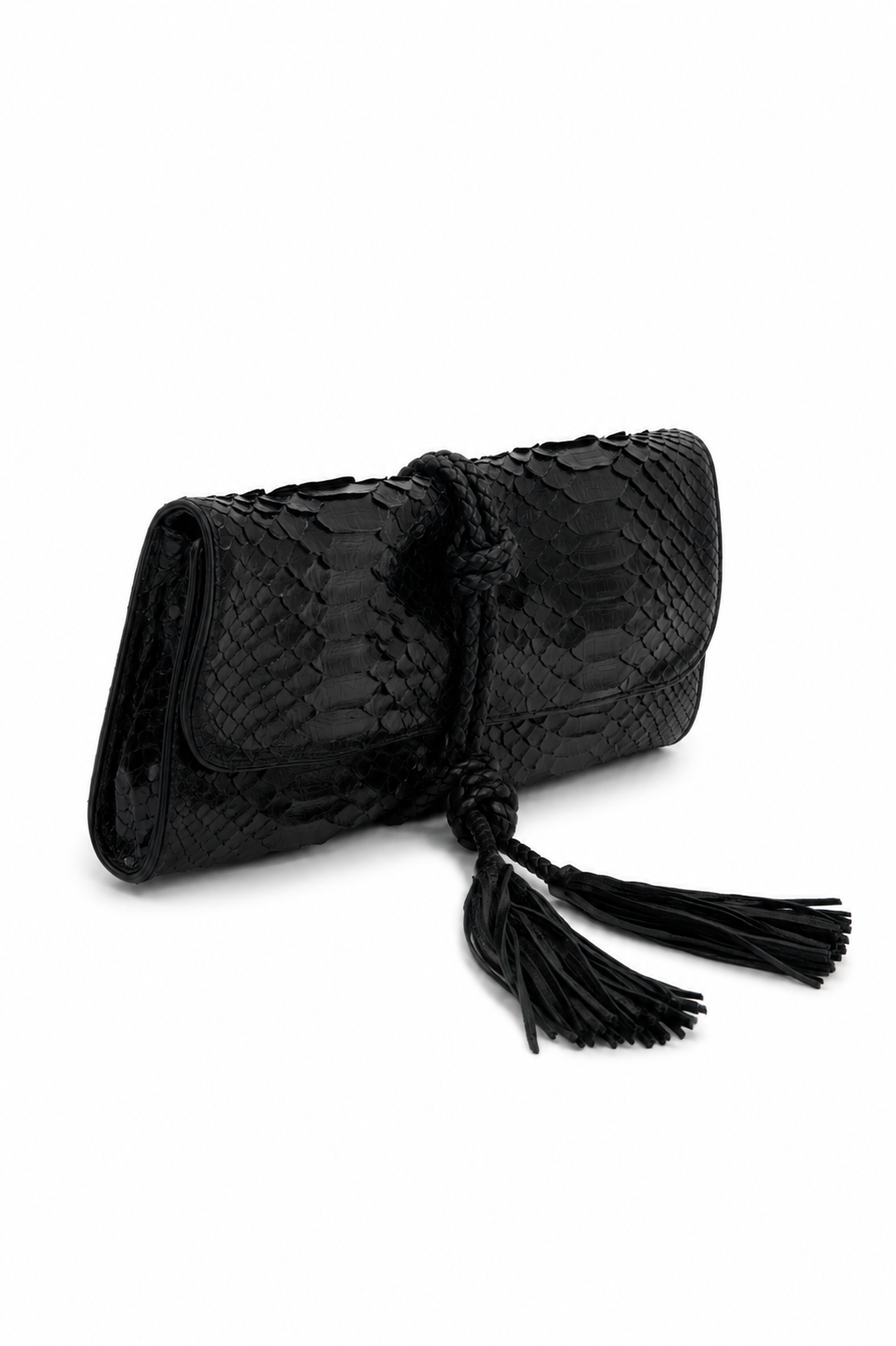 Clutch Flávia | Couro de Python | Preta