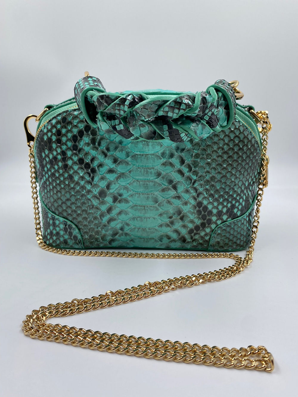 Bolsa Mari | Couro de Python | Verde
