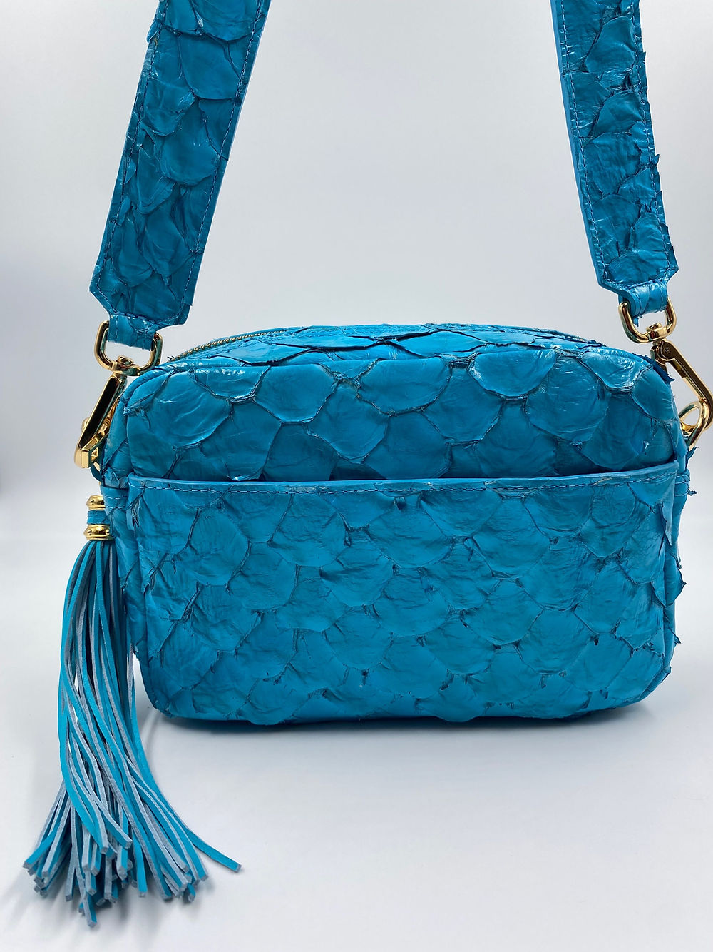 Bolsa Alice M | Couro de Pirarucu | Azul