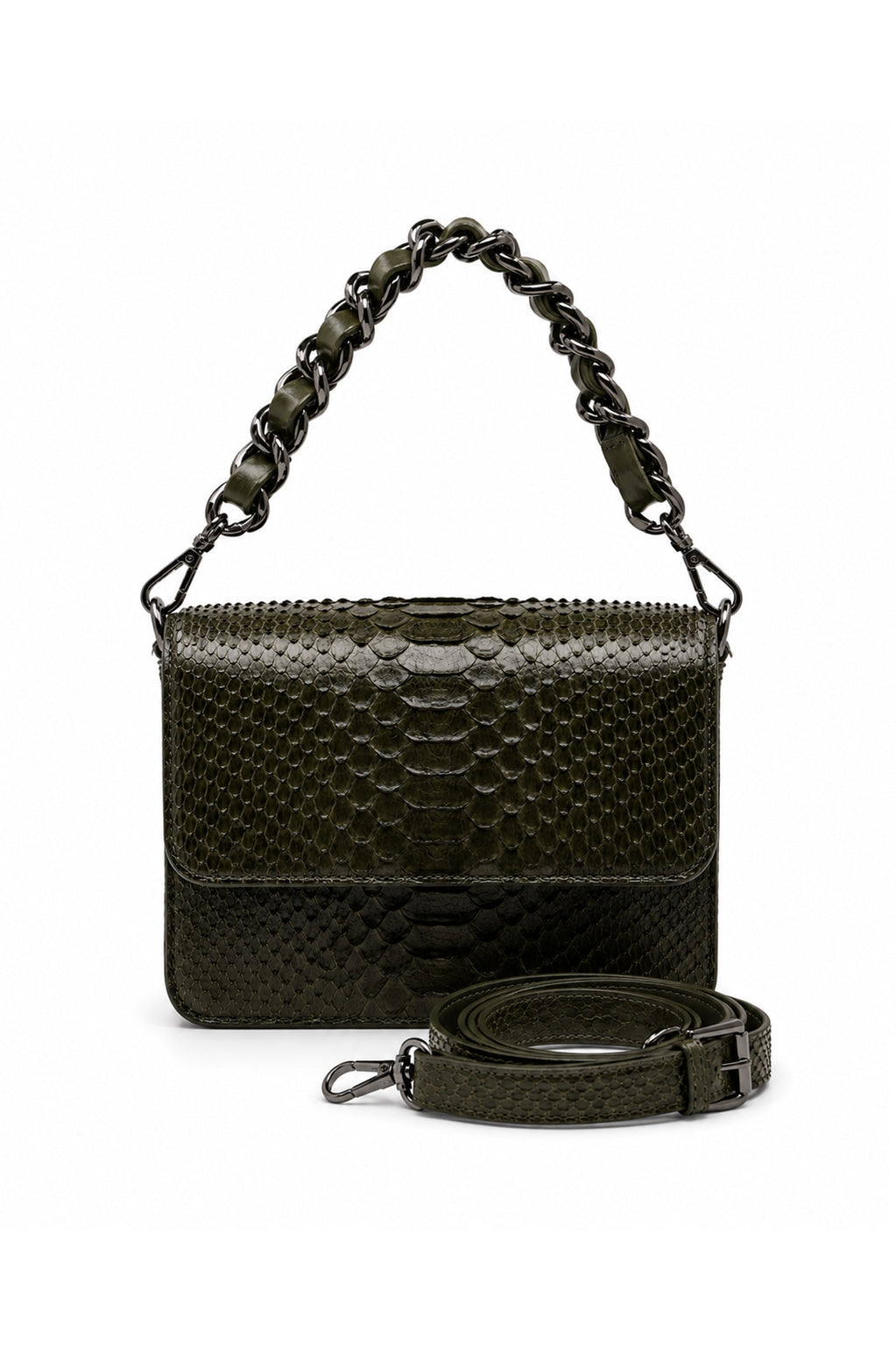 Bolsa Elisa | Couro de Python | Verde Musgo
