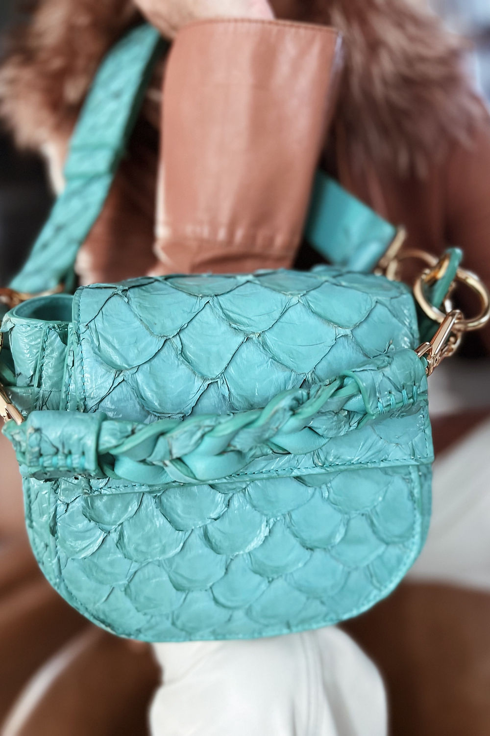 Bolsa Lara | Couro de Pirarucu | Verde