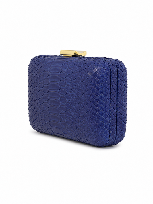 Clutch Armação | Couro de Python | Azul