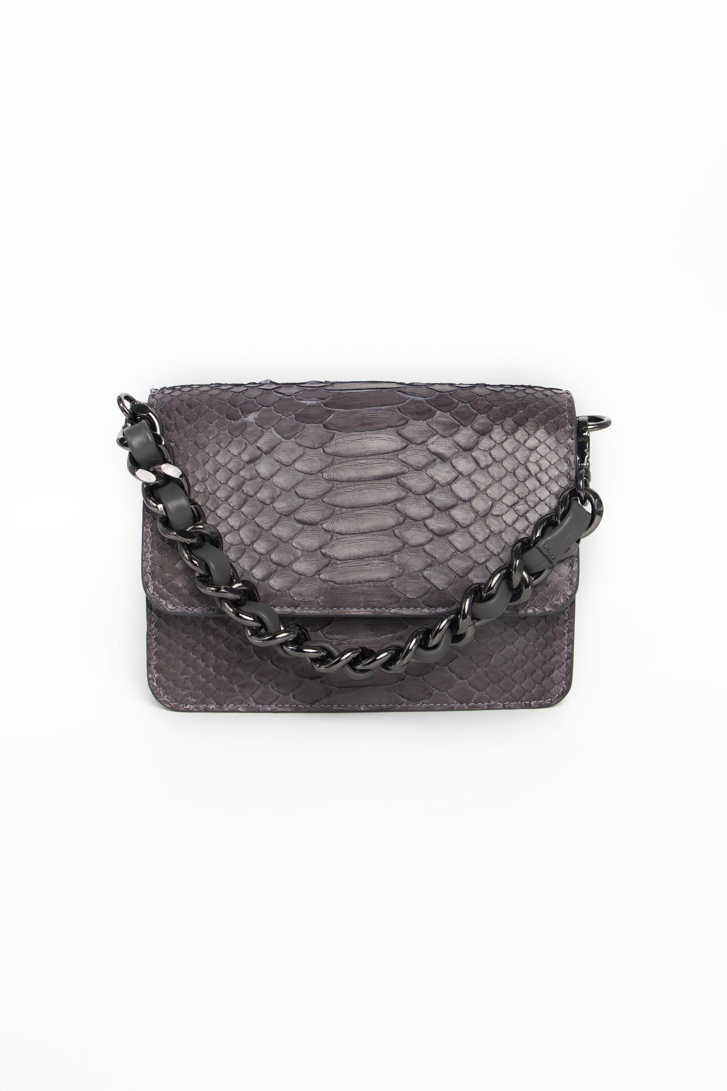Bolsa Elisa | Couro de Python | Cinza