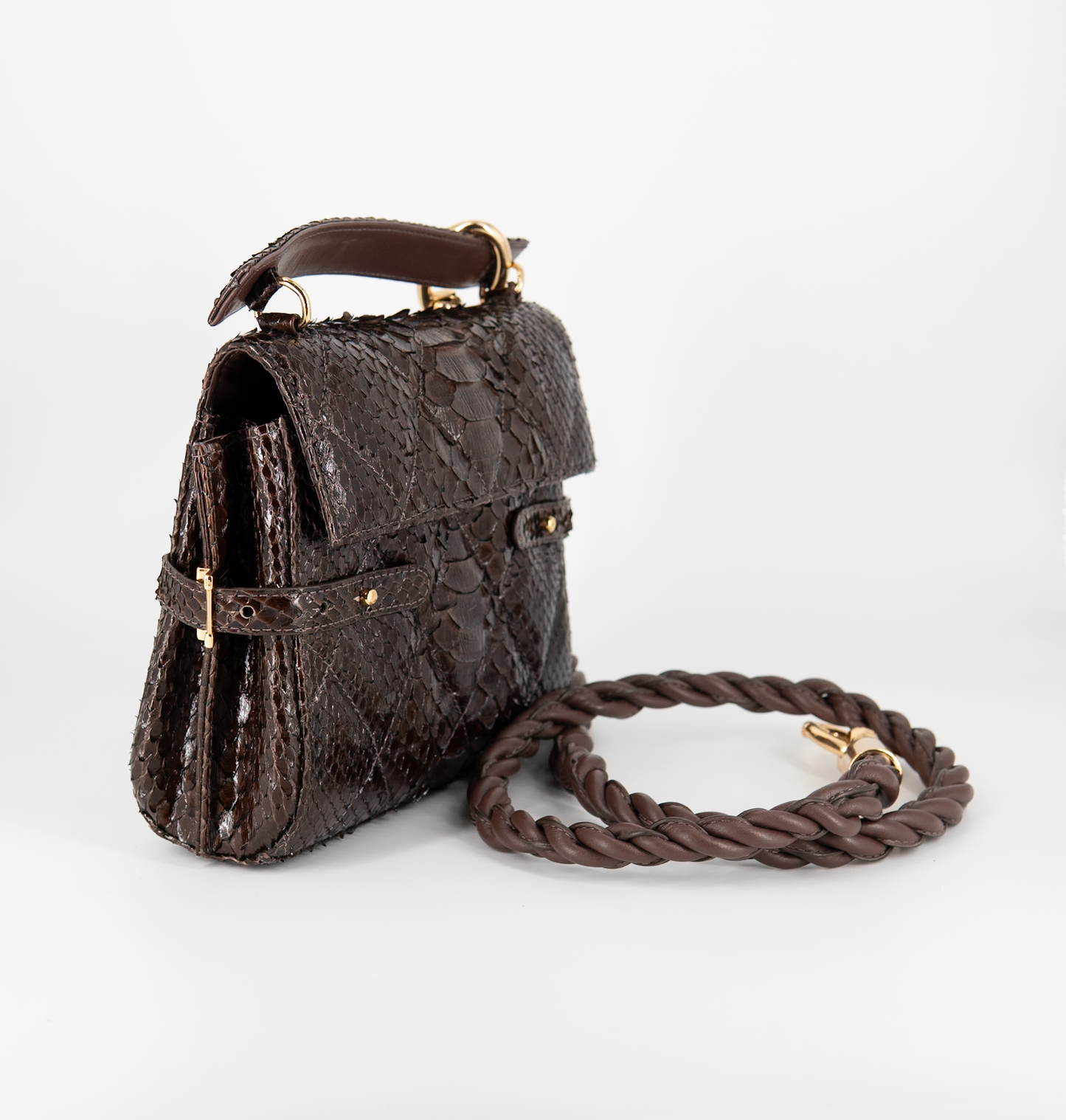 Bolsa Fabi | Couro de Python | Marrom