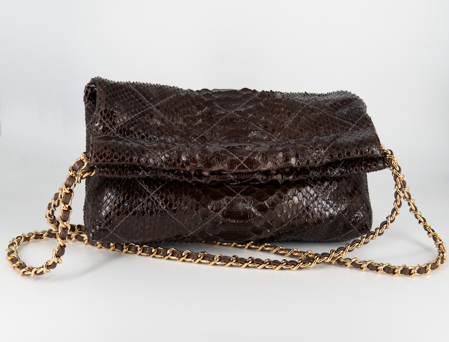 Bolsa Paula | Couro de Python | Marrom