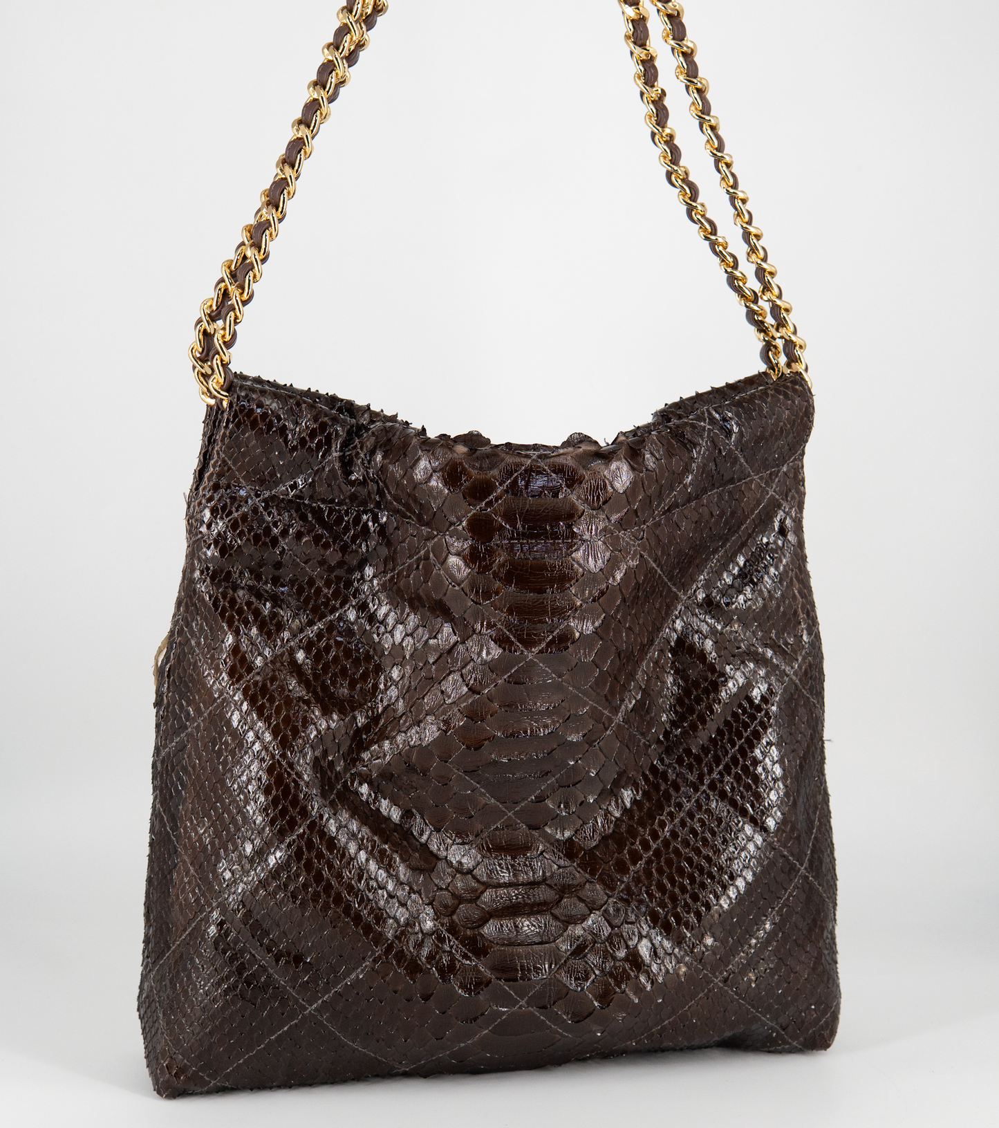 Bolsa Paula | Couro de Python | Marrom