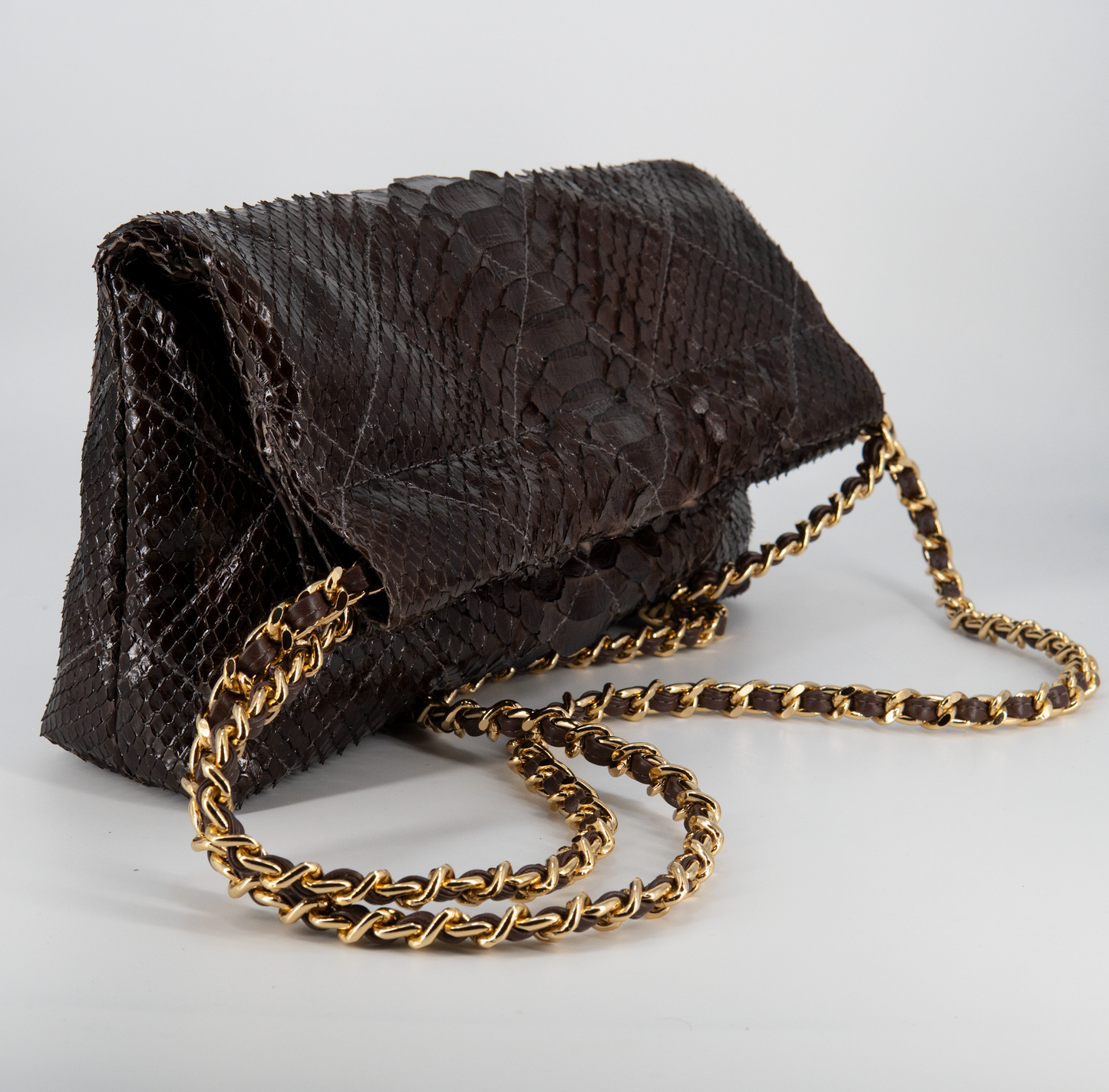 Bolsa Paula | Couro de Python | Marrom