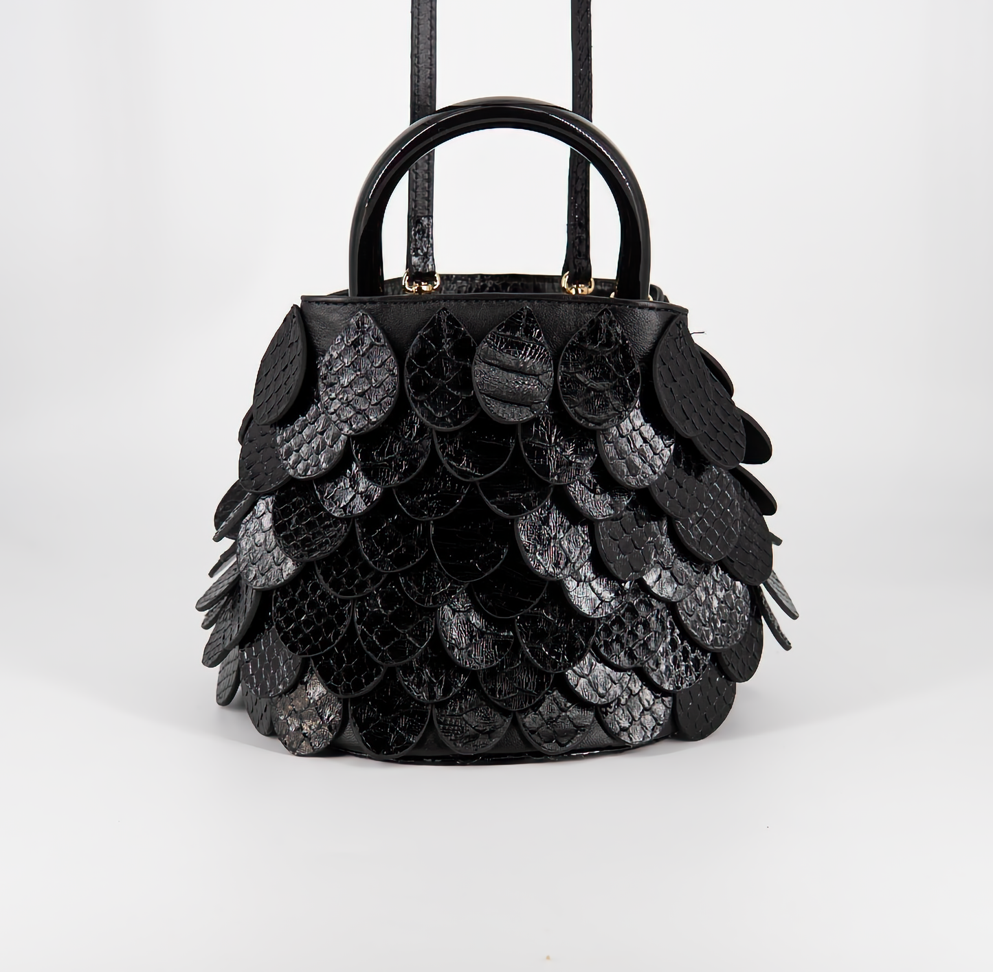 Bolsa Petála | Couro de Python | Preta