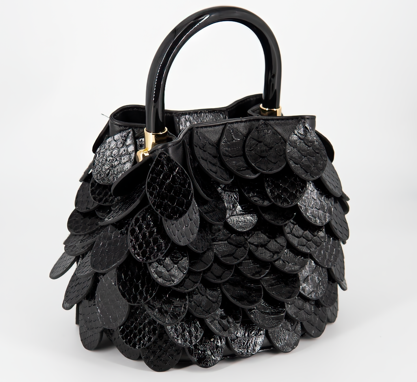 Bolsa Petála | Couro de Python | Preta