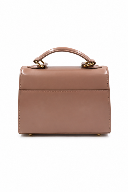 Bolsa Cris | Couro Box | Areia | Ferragem Dourada