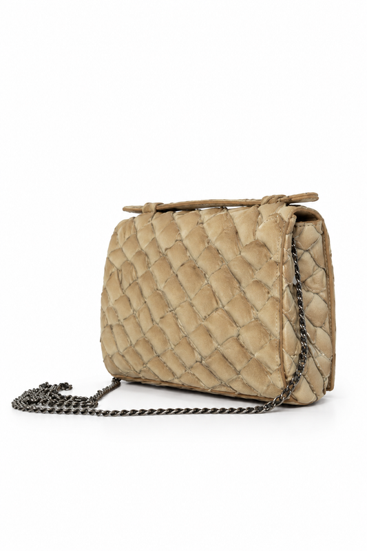 Bolsa Larissa | Couro de Pirarucu | Bege