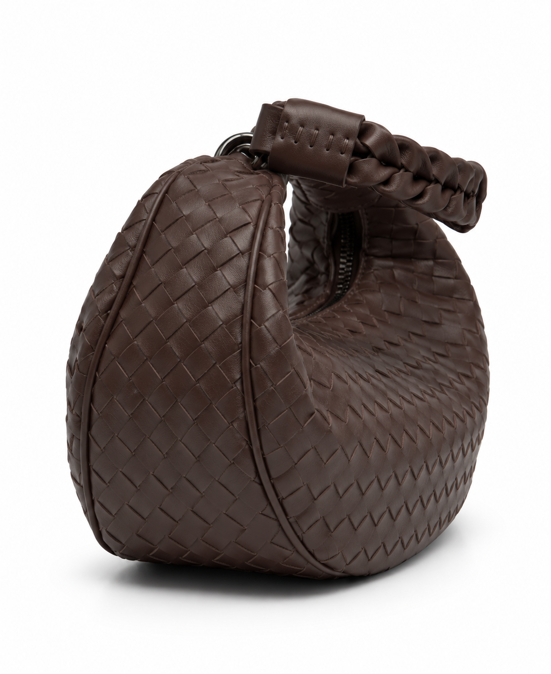Bolsa Marcela P | Couro Pelica Tressê | Marrom | Ferragem Ônix