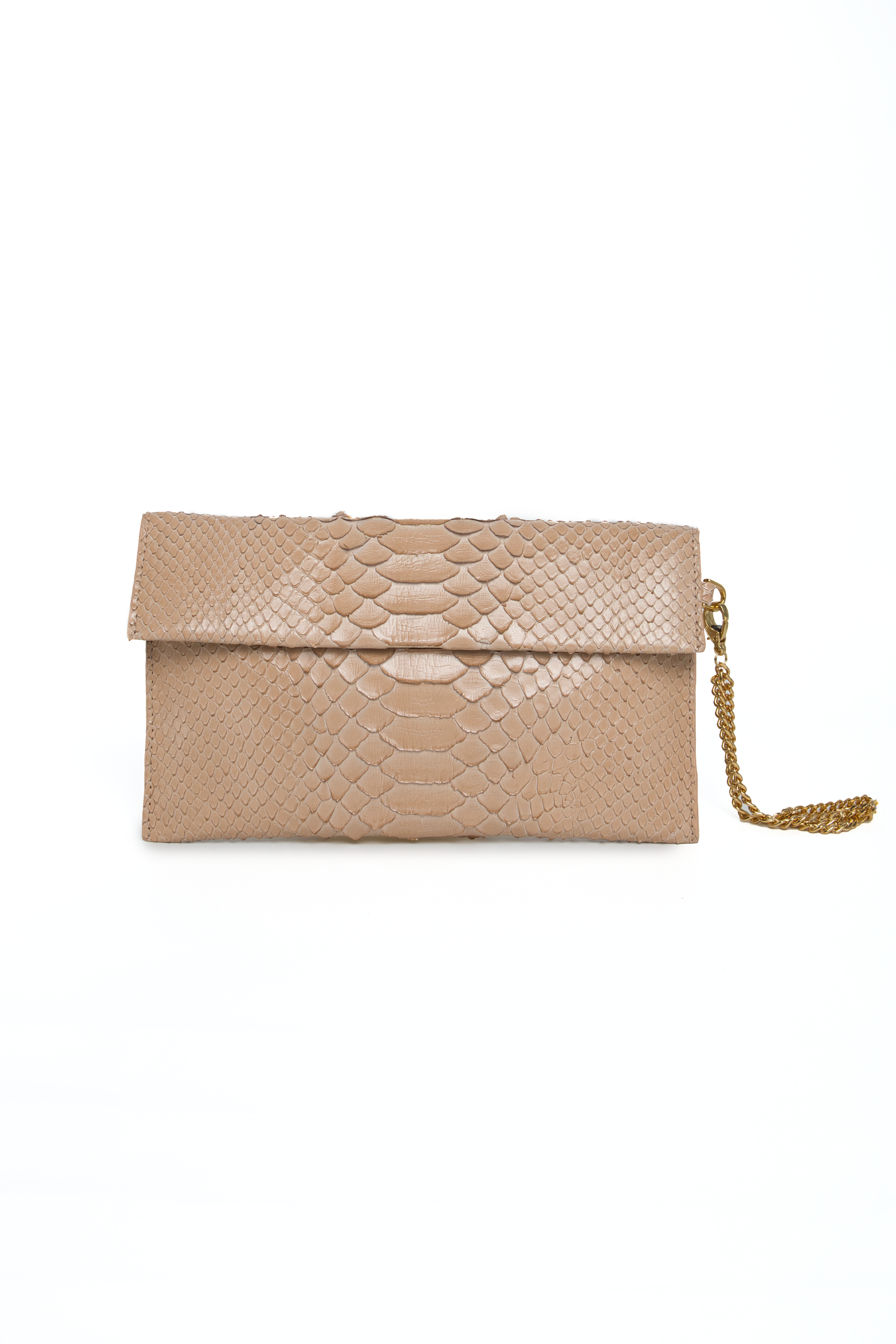 Clutch | Couro de Python | Bege