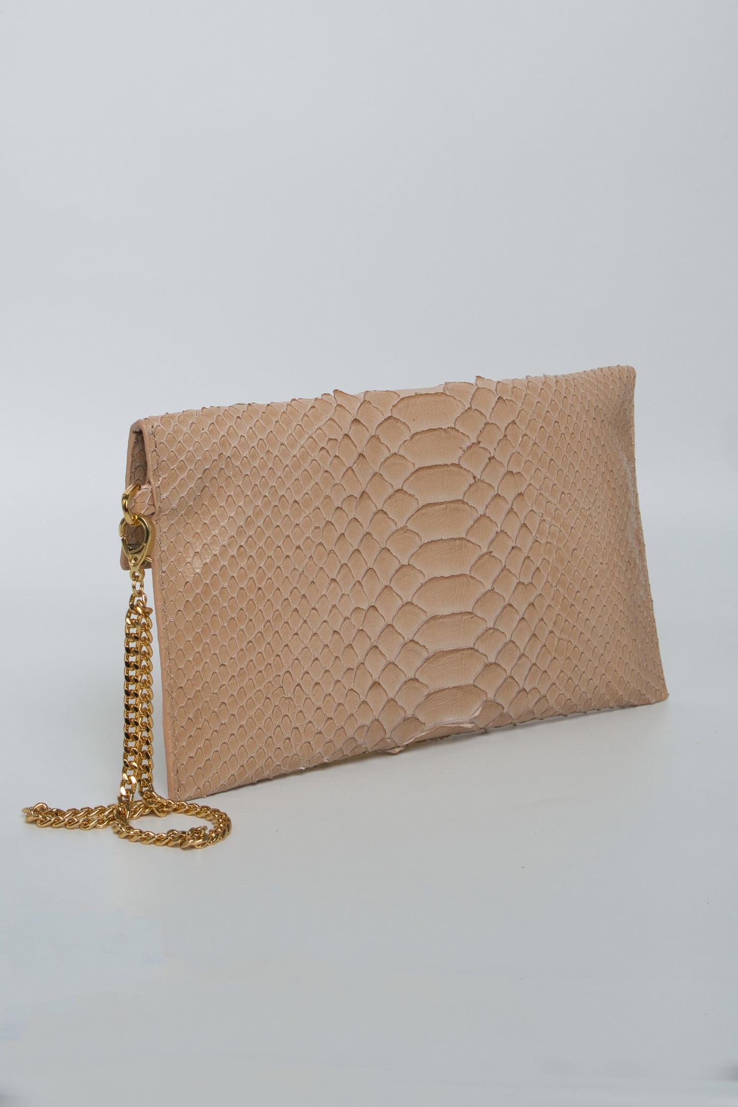 Clutch | Couro de Python | Bege