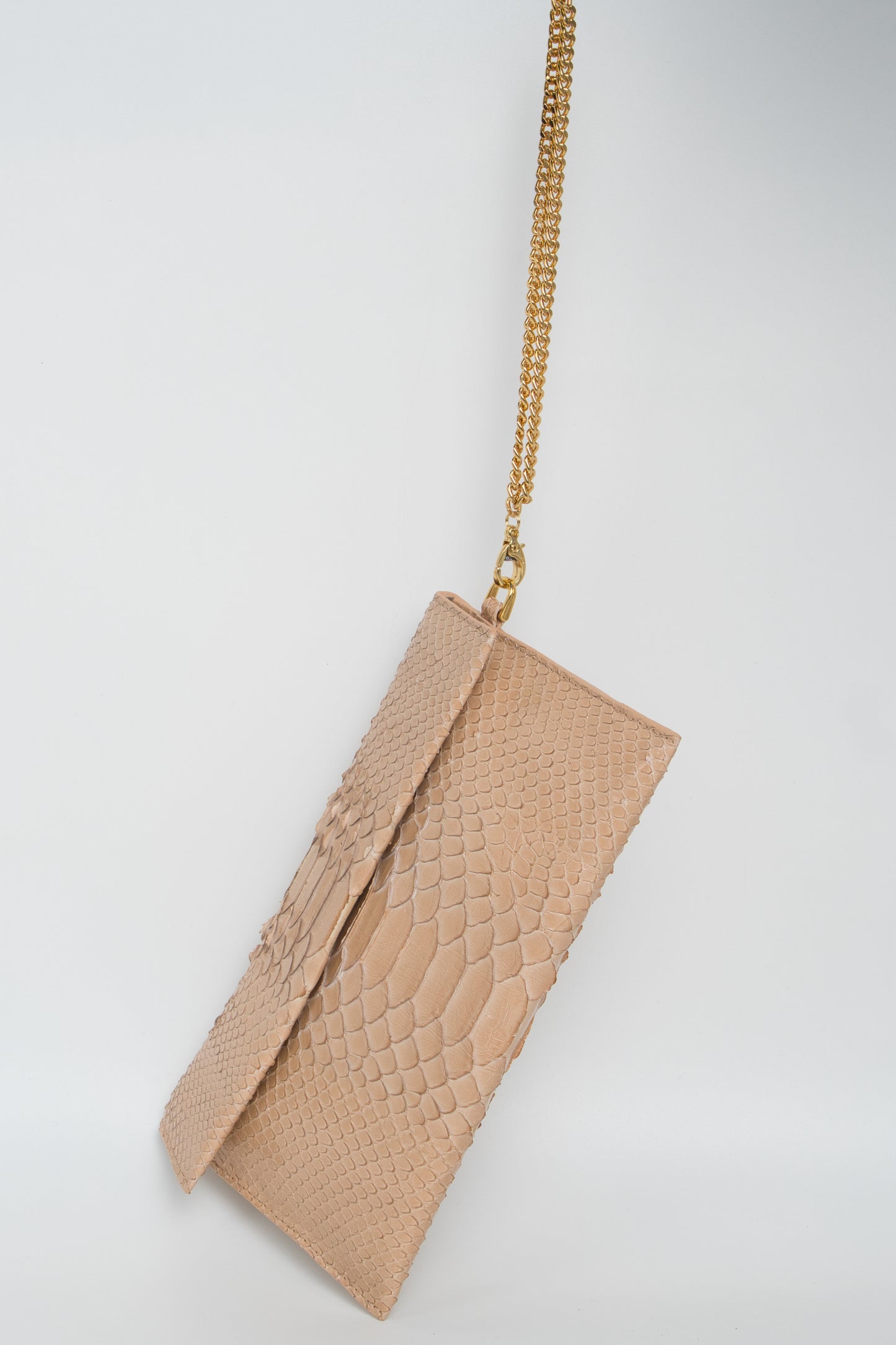 Clutch | Couro de Python | Bege