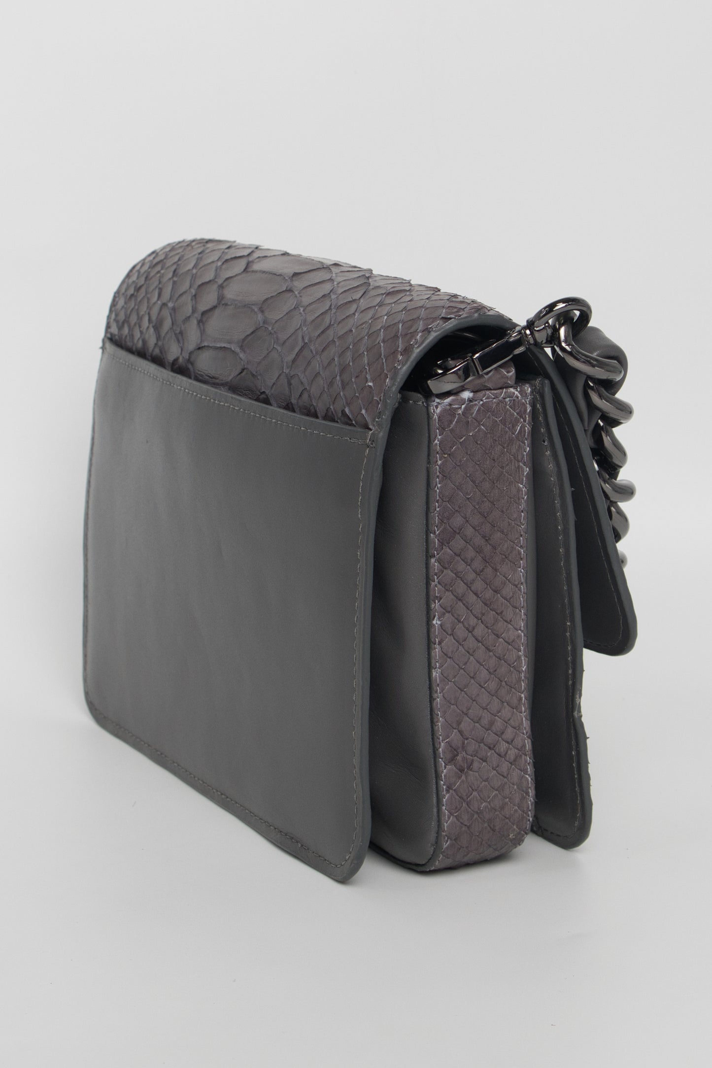 Bolsa Elisa | Couro de Python | Cinza