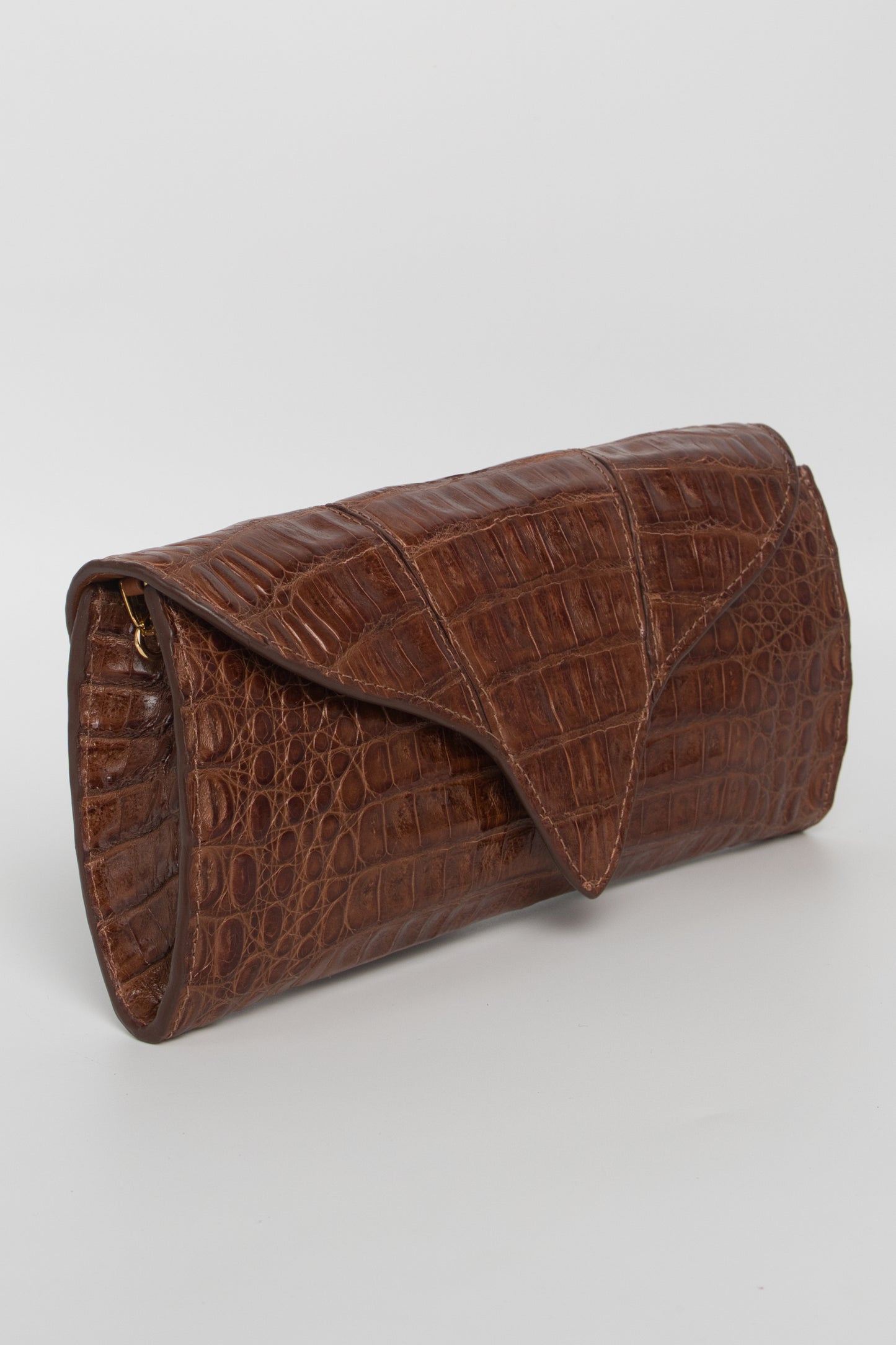 Clutch Clara | Couro de Jacaré | Caramelo