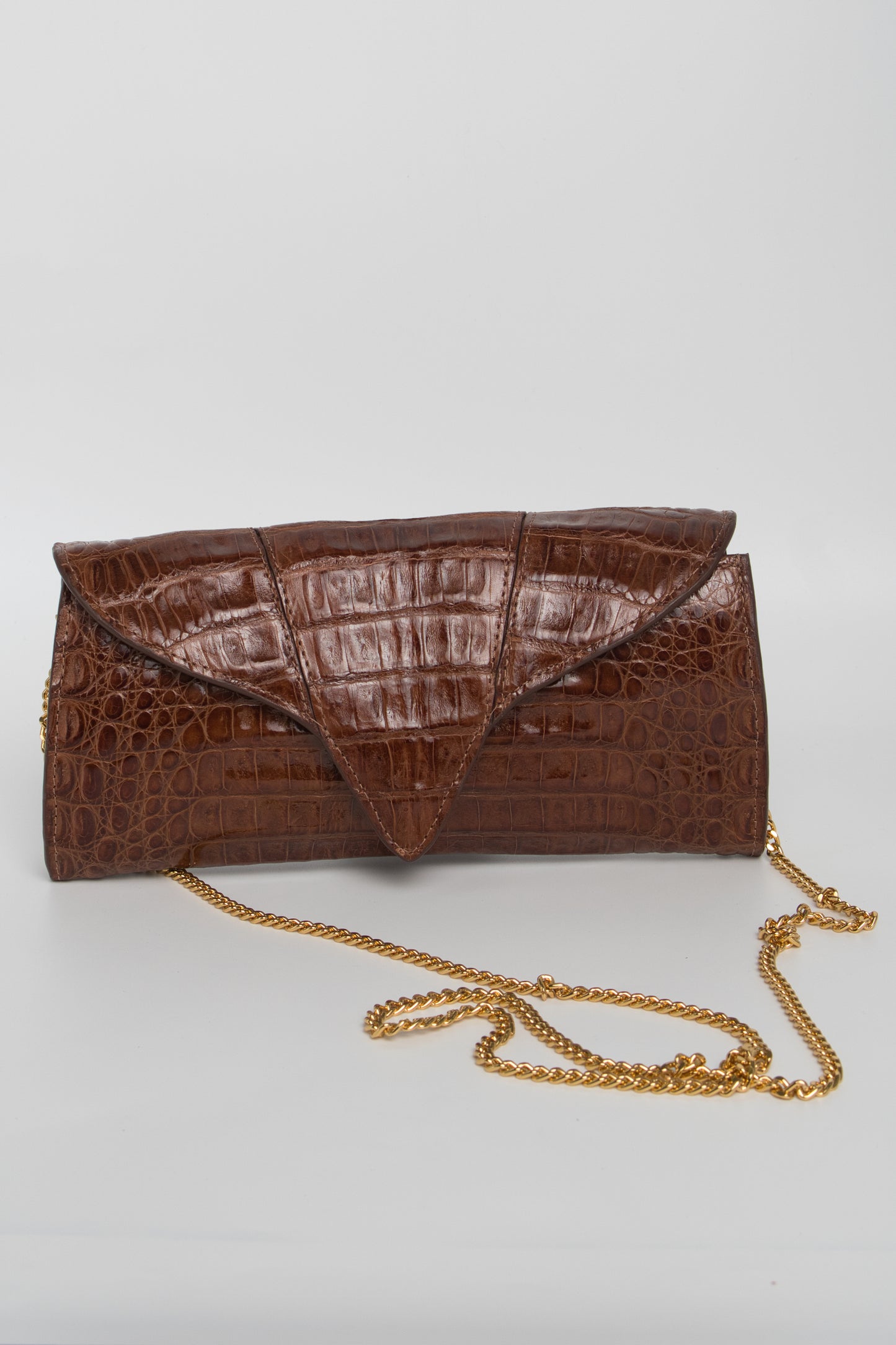Clutch Clara | Couro de Jacaré | Caramelo