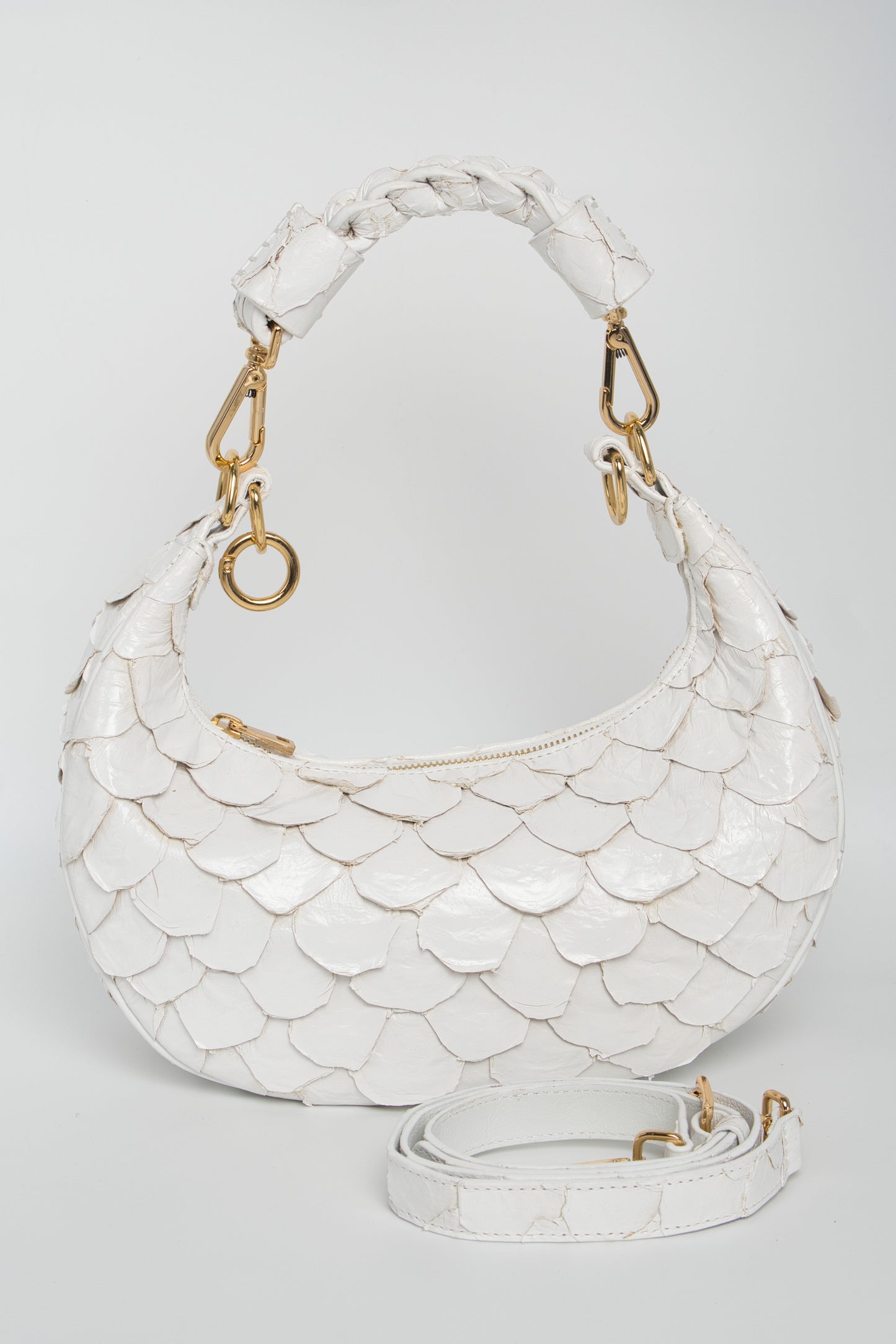 Bolsa Marcela P | Couro de Pirarucu | Off White