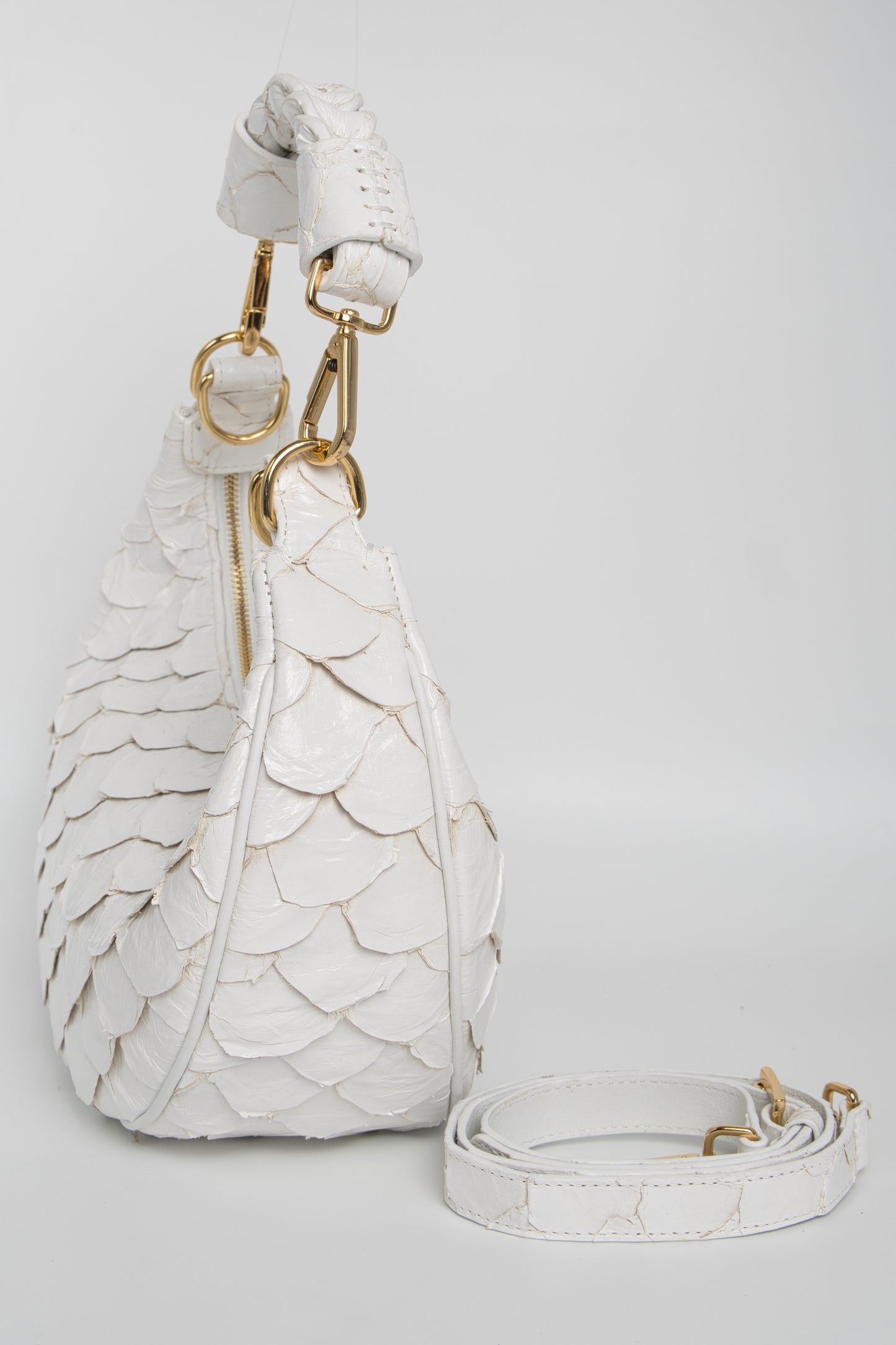 Bolsa Marcela P | Couro de Pirarucu | Off White