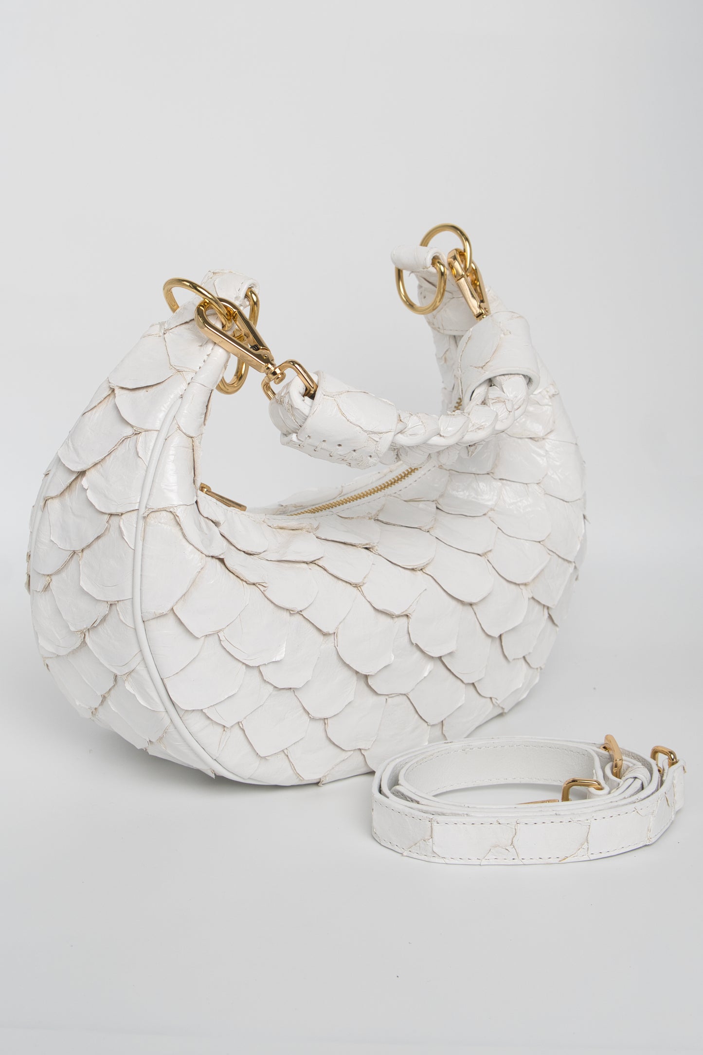 Bolsa Marcela P | Couro de Pirarucu | Off White
