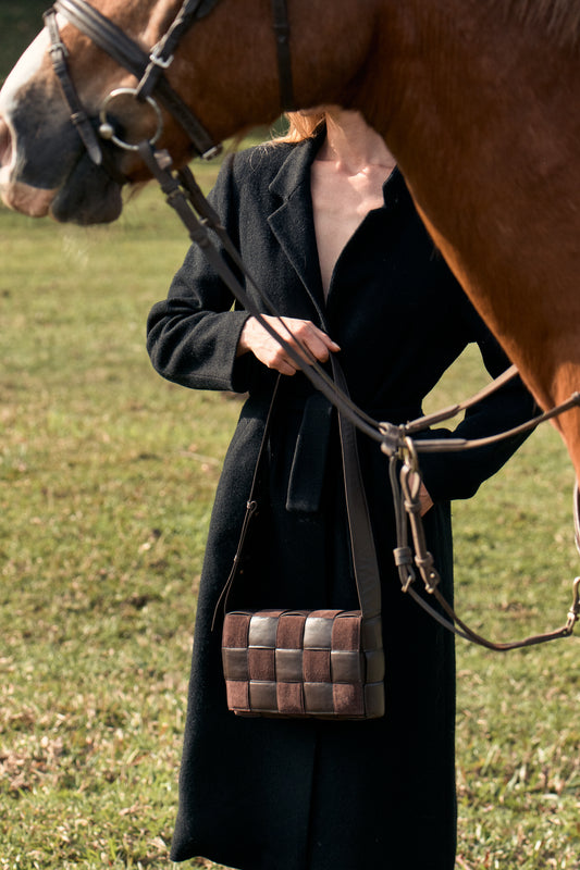 Bolsa Vanessa | Couro e Camurça | Marrom
