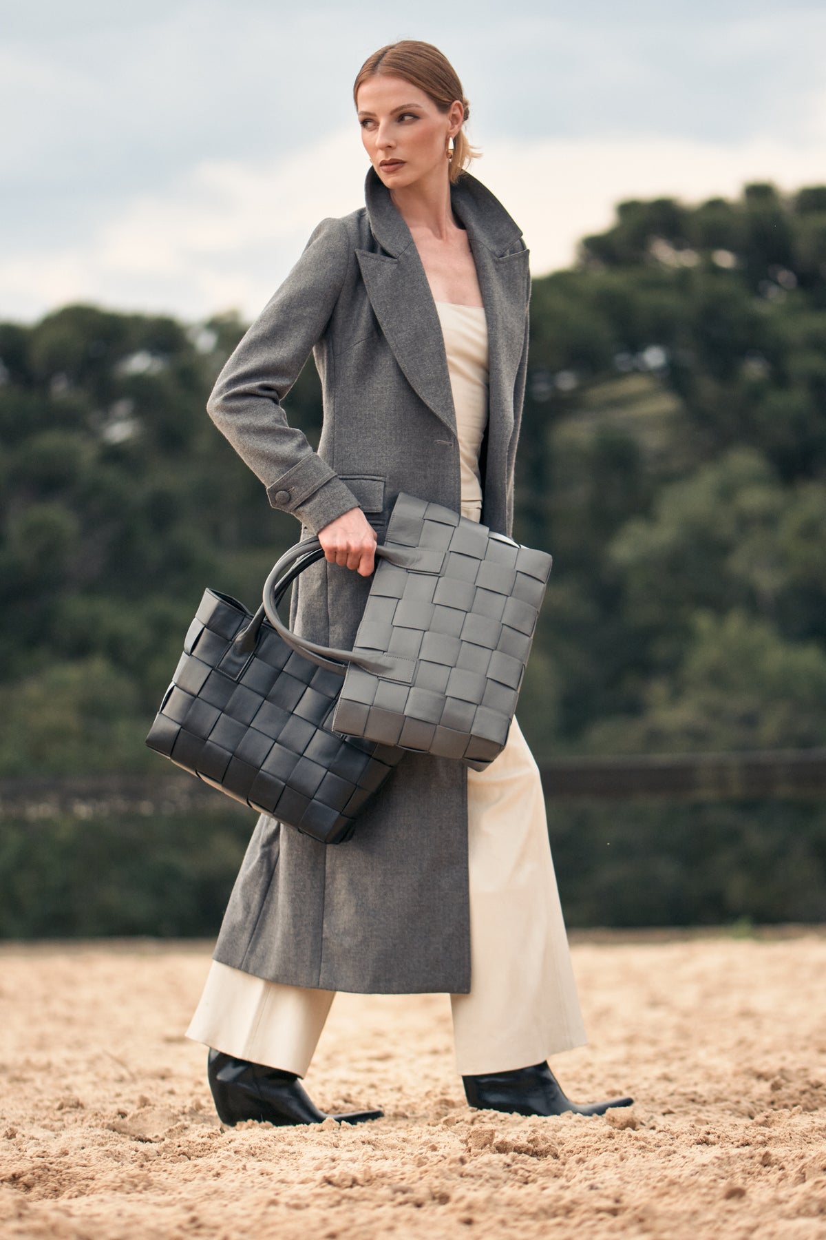 Bolsa Bet | Pelica de Caprino | Cinza