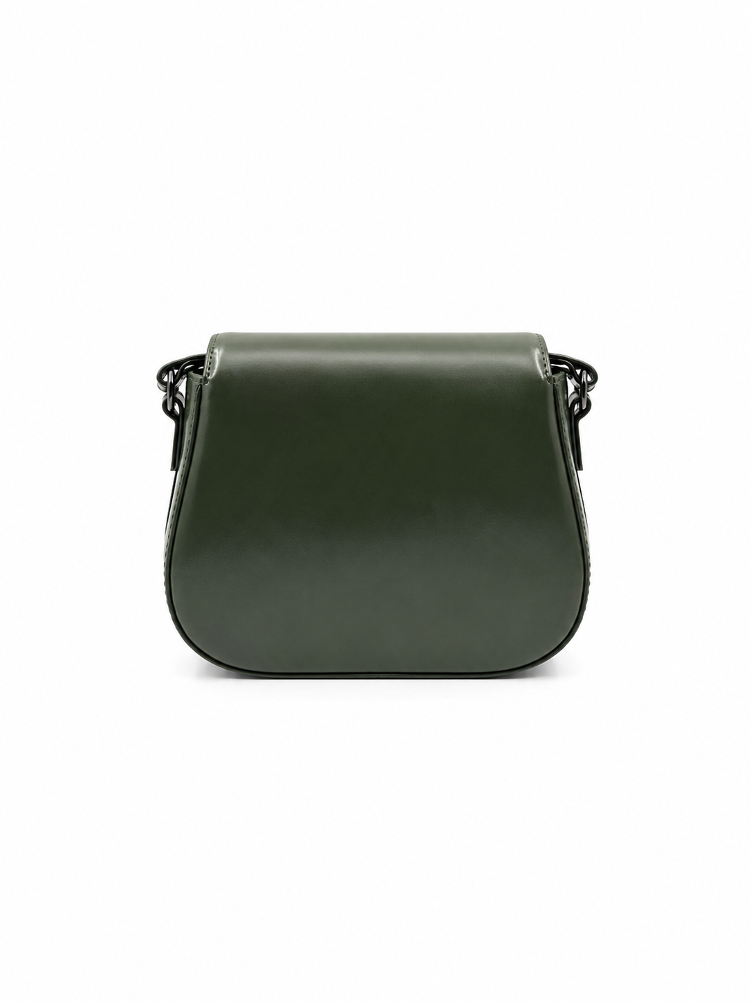 Bolsa Lia | Couro Box | Verde Militar | Ferragem Ônix