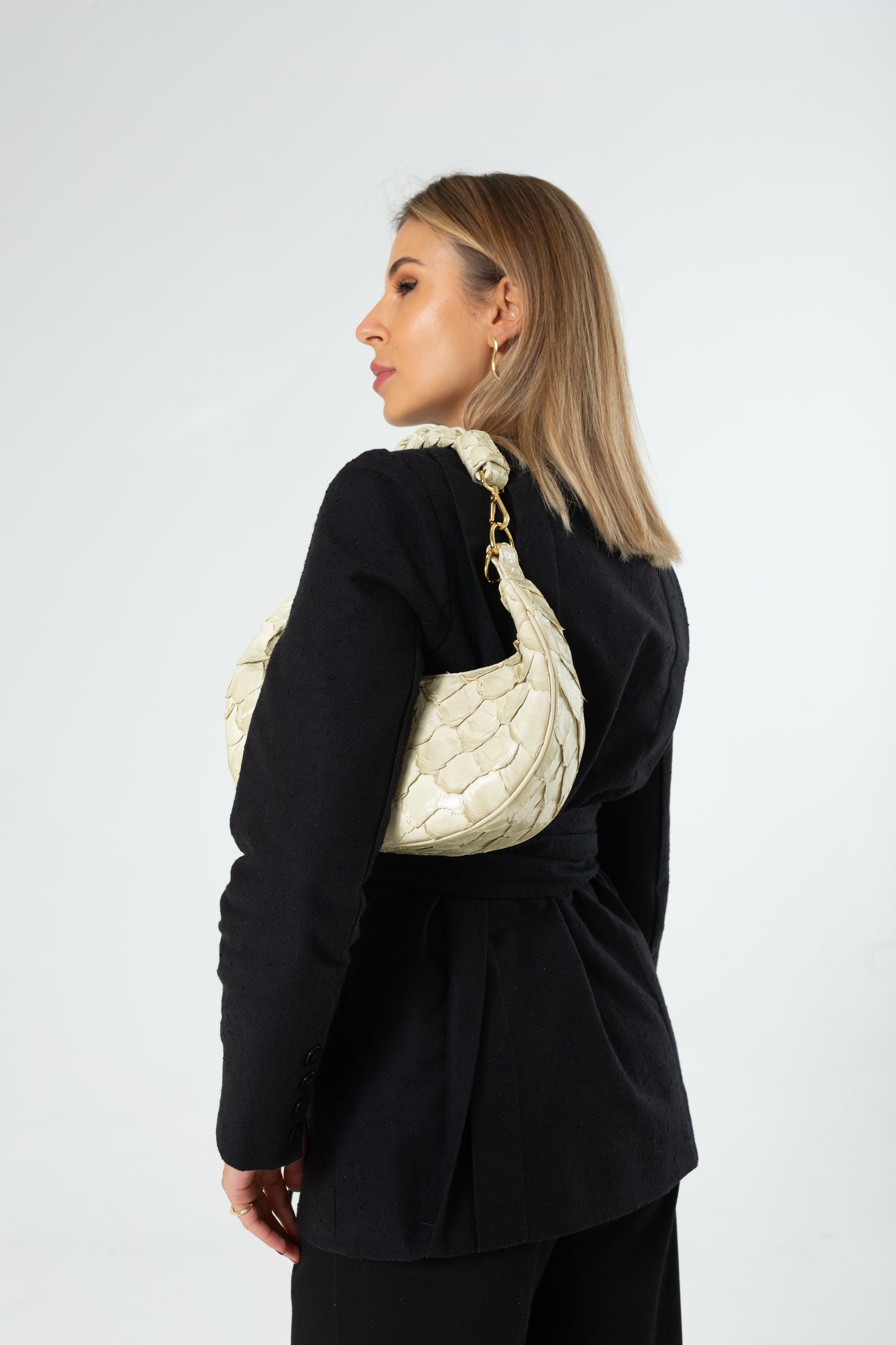 Bolsa Marcela P | Couro de Pirarucu | Off White