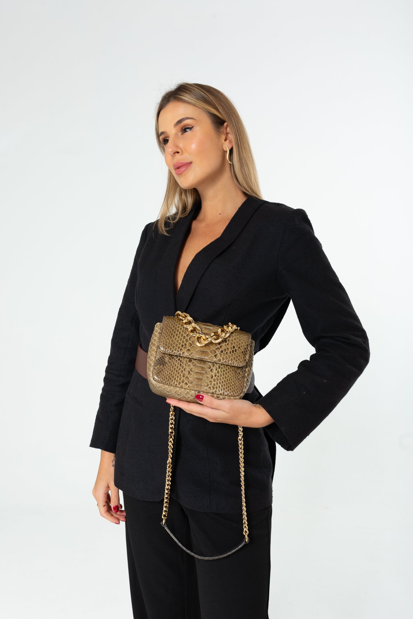 Bolsa Paty | Python Artesanal | Bege