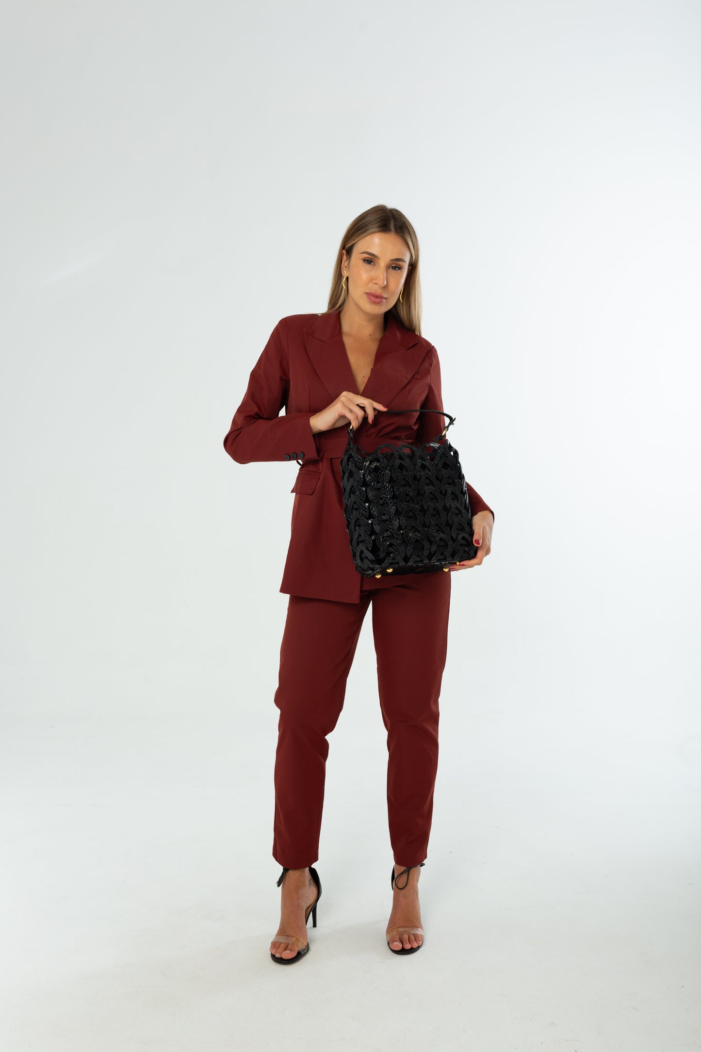 Bolsa Beatriz | Couro de Python | Preta