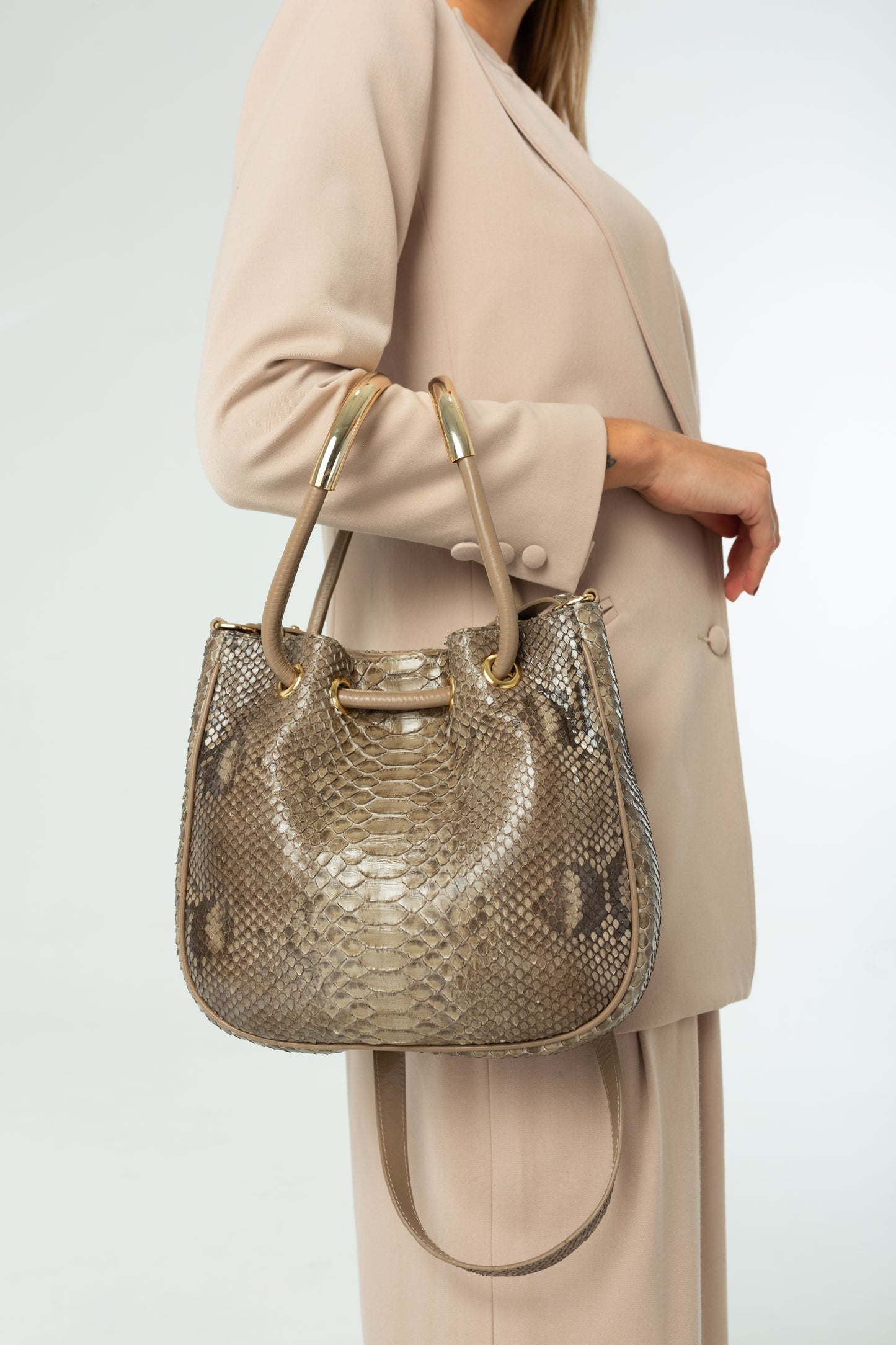 Bolsa Sandra | Couro de Python Artesanal | Bordô