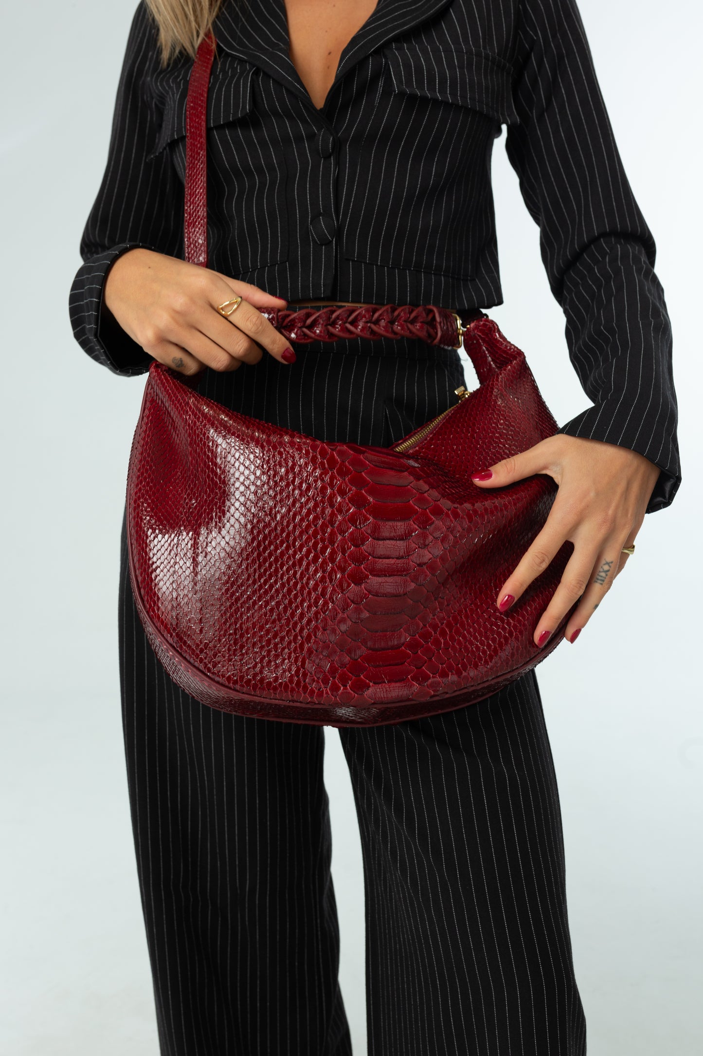 Bolsa Marcela M | Couro de Python | Vermelha
