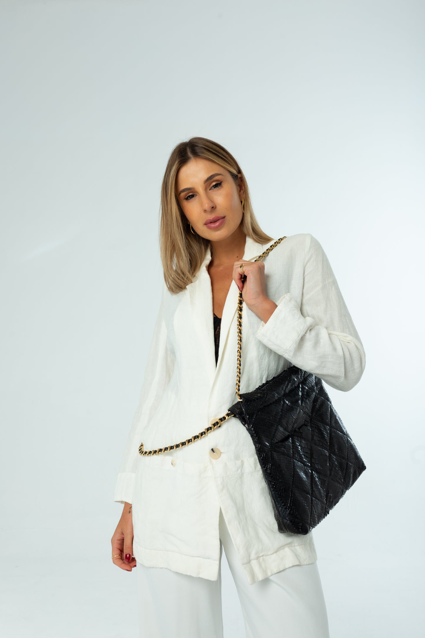 Bolsa Paula | Couro de Python | Marrom
