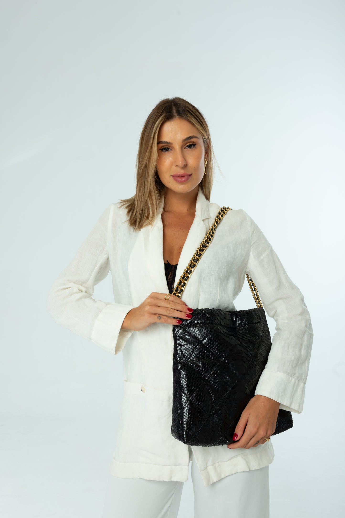 Bolsa Paula | Couro de Python | Marrom