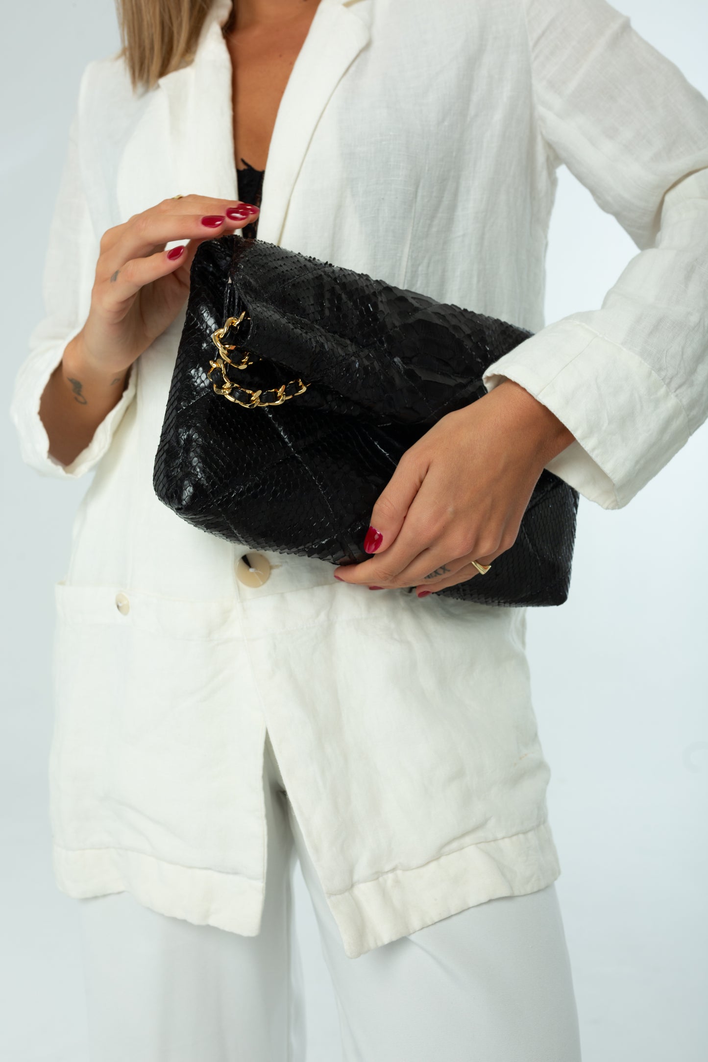 Bolsa Paula | Couro de Python | Marrom