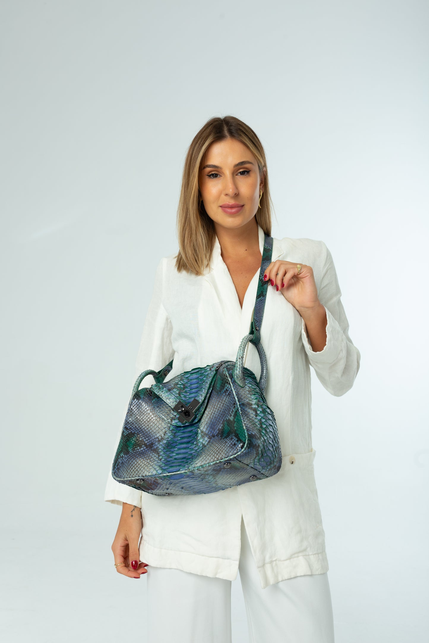Bolsa Vera | Couro de Python Artesanal | Verde