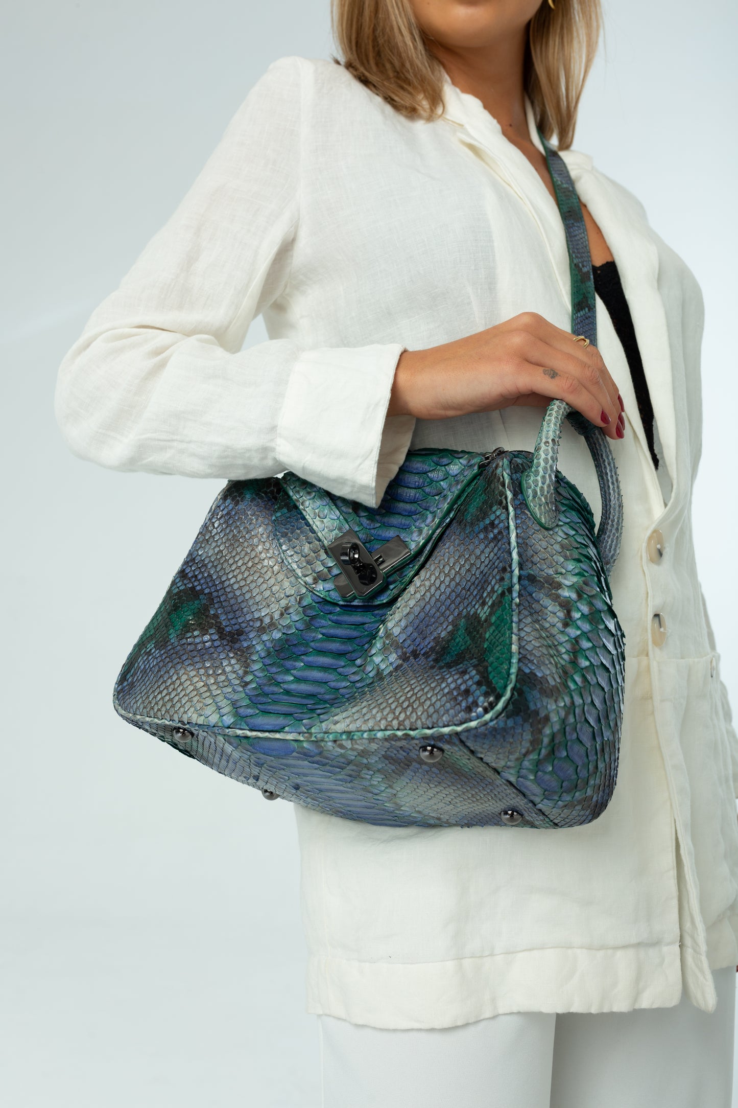 Bolsa Vera | Couro de Python Artesanal | Verde