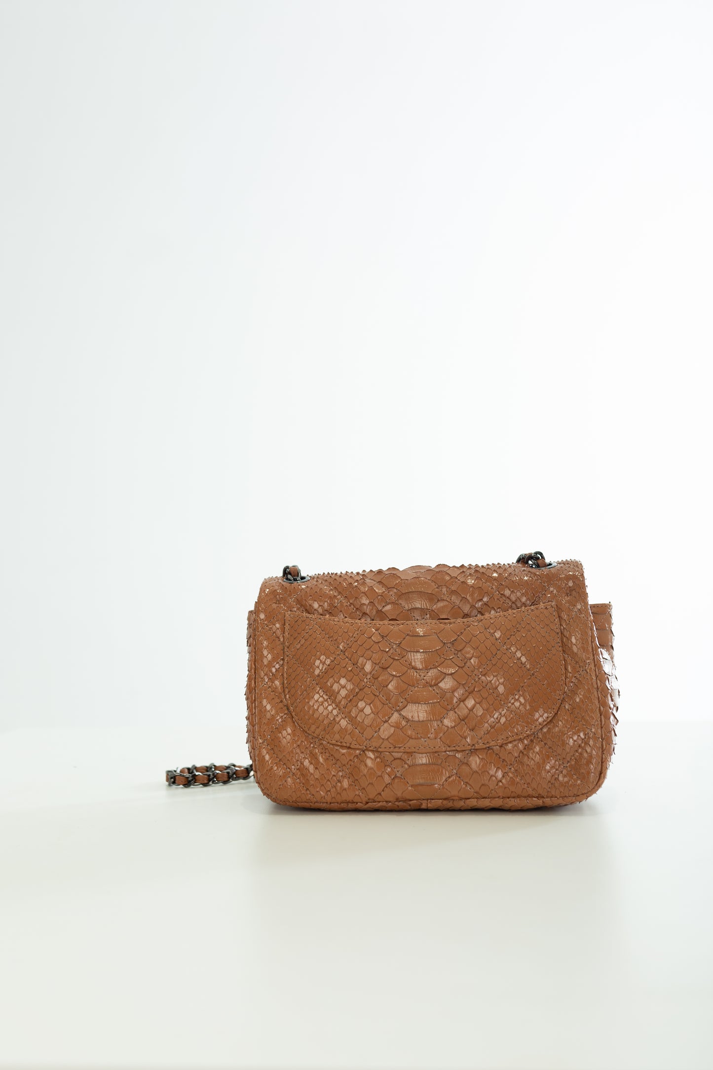 Bolsa Gabi M | Couro de Python | Caramelo