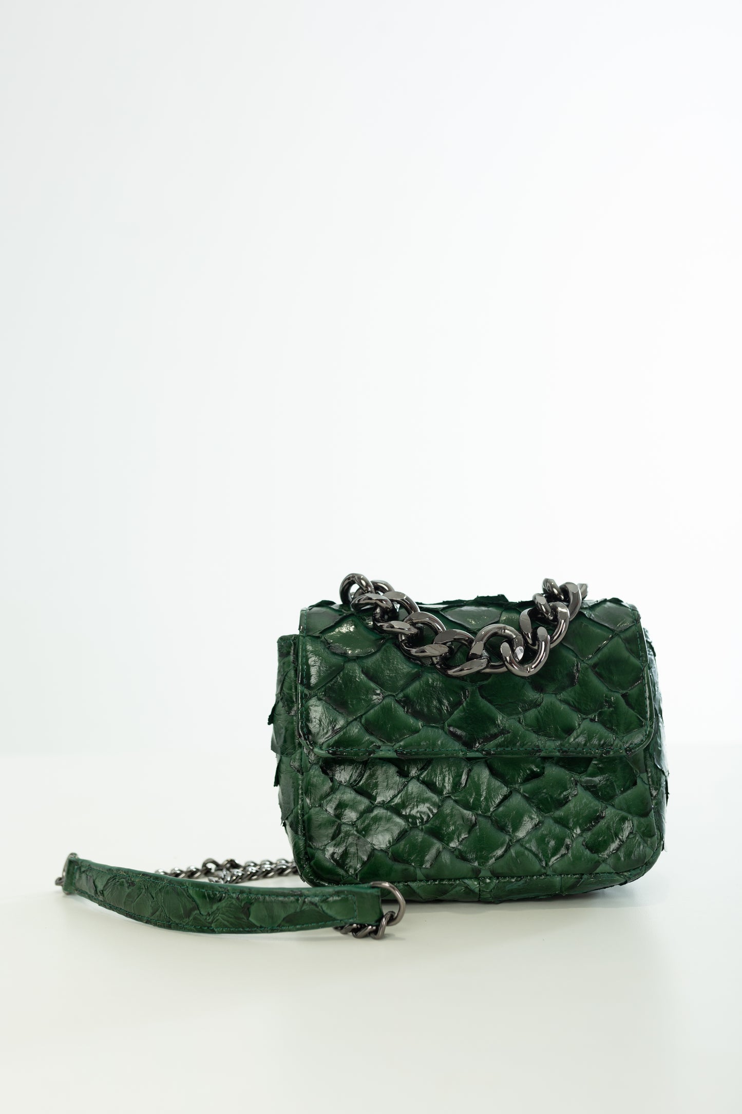 Bolsa Paty | Couro de Pirarucu | Verde