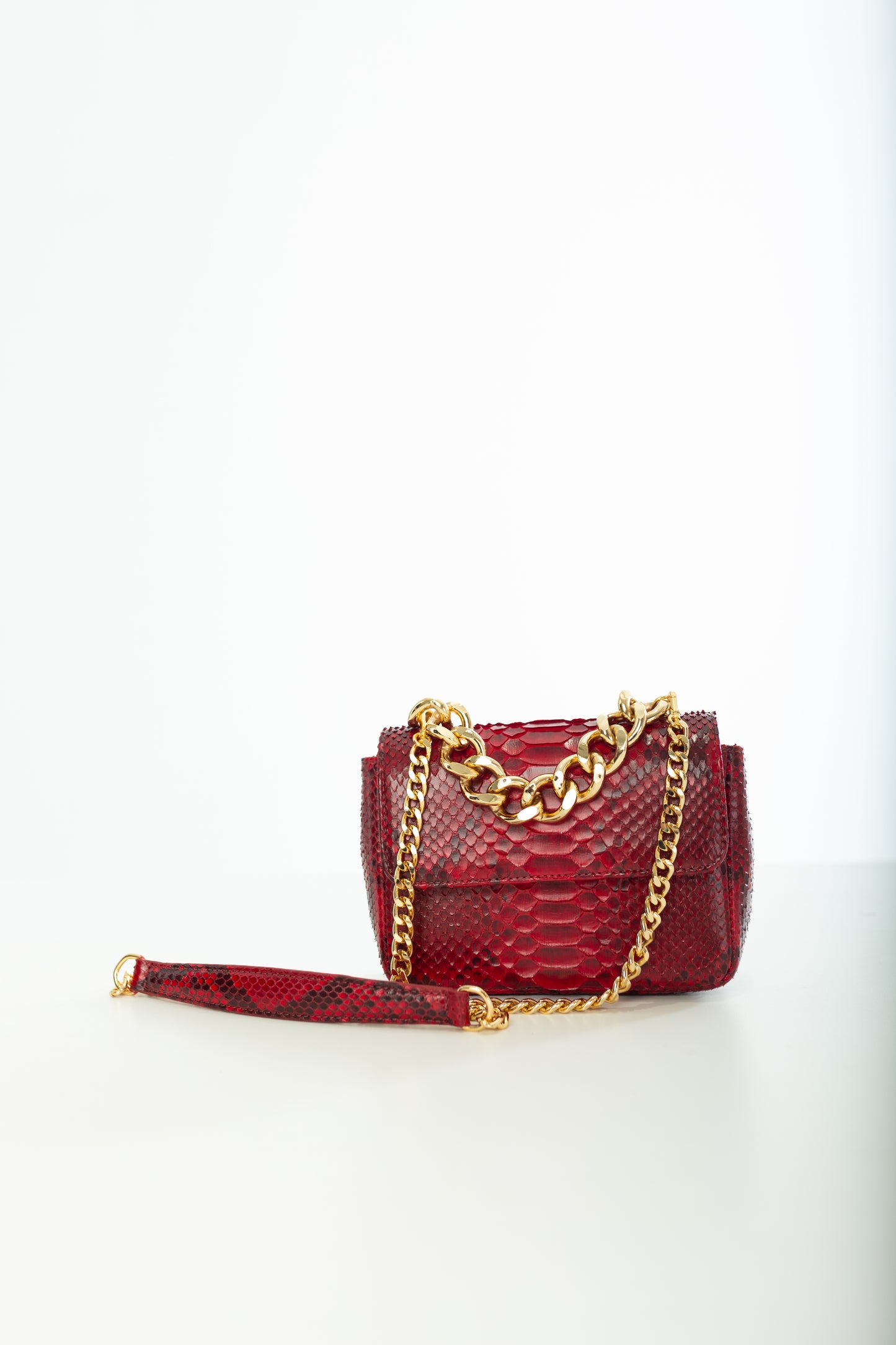 Bolsa Paty | Couro de Python | Vermelha