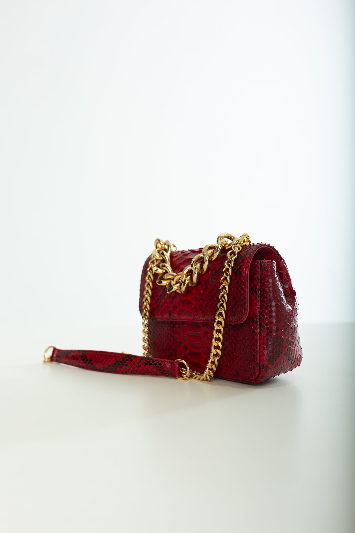 Bolsa Paty | Couro de Python | Vermelha