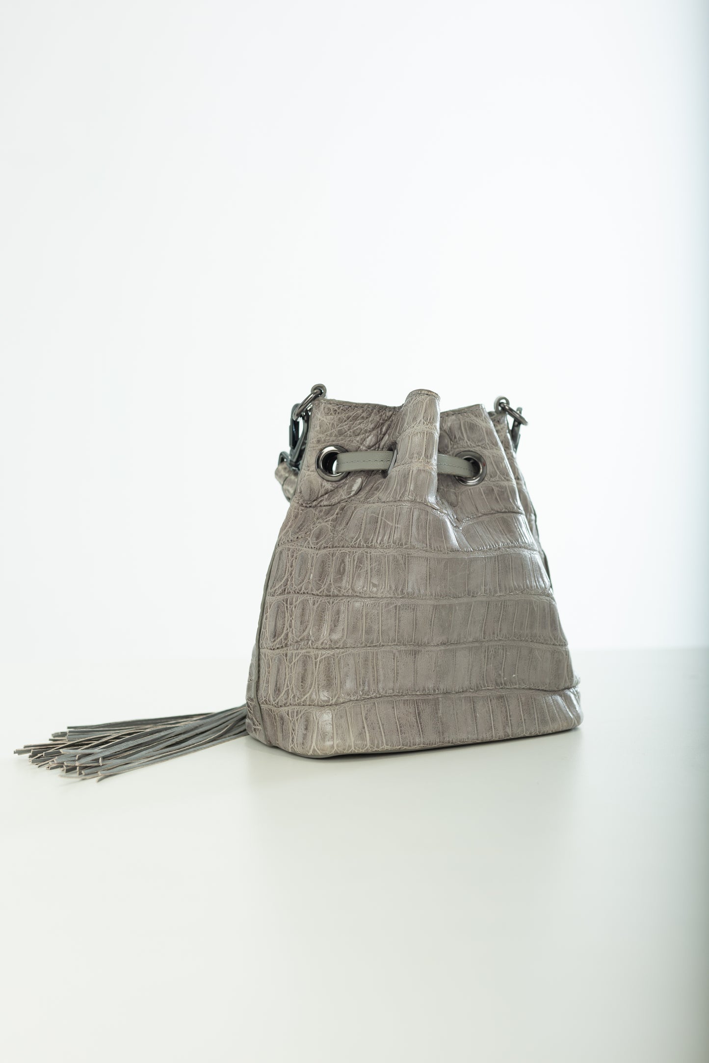 Bolsa Clarissa | Couro de Jacaré | Cinza