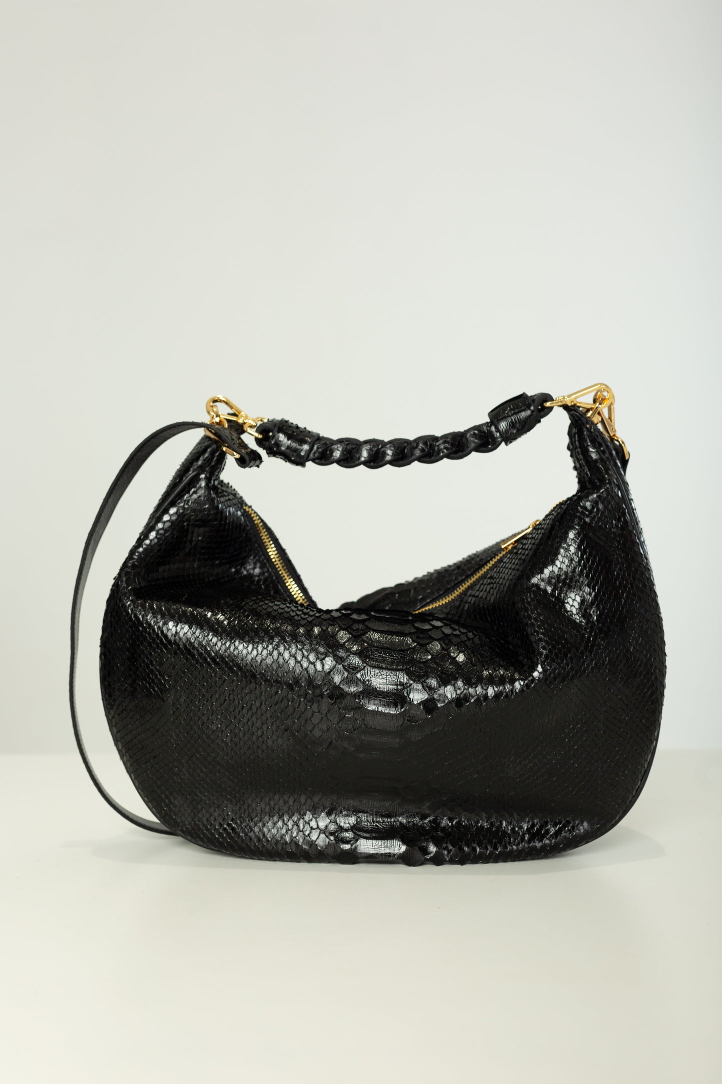 Bolsa Marcela M | Couro de Python | Preta