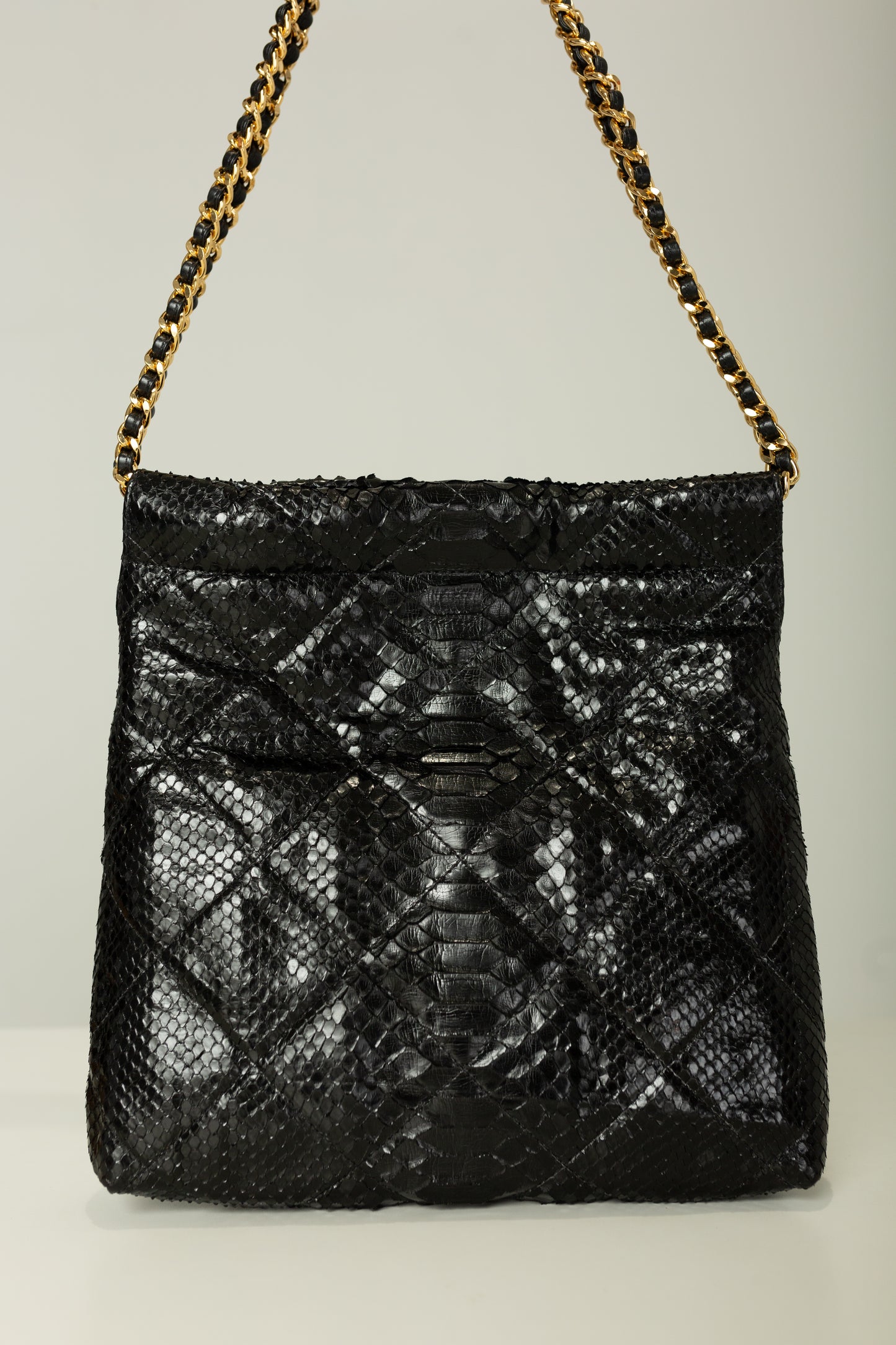 Bolsa Paula | Couro de Python | Preta
