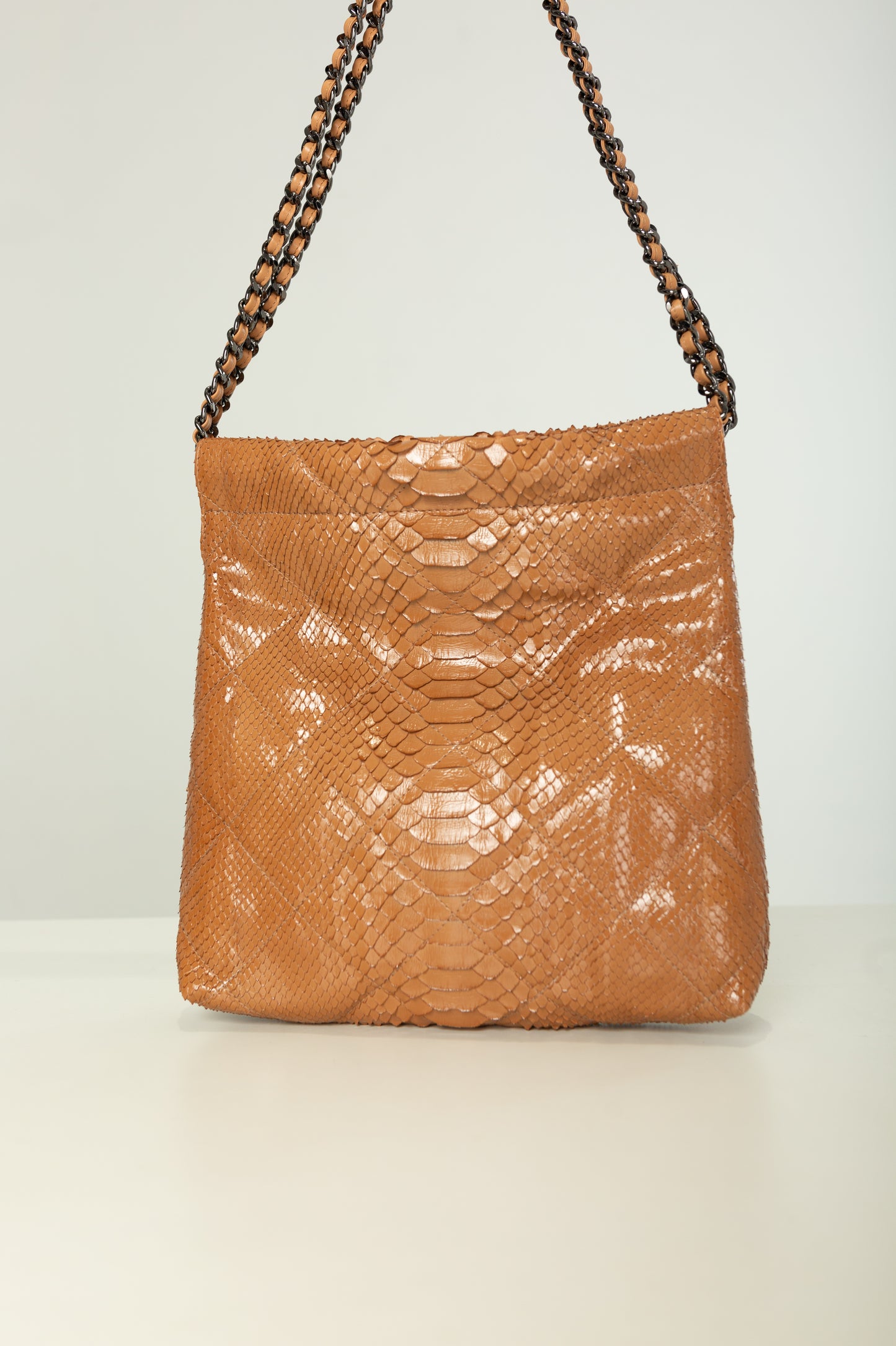 Bolsa Paula | Couro de Python | Caramelo