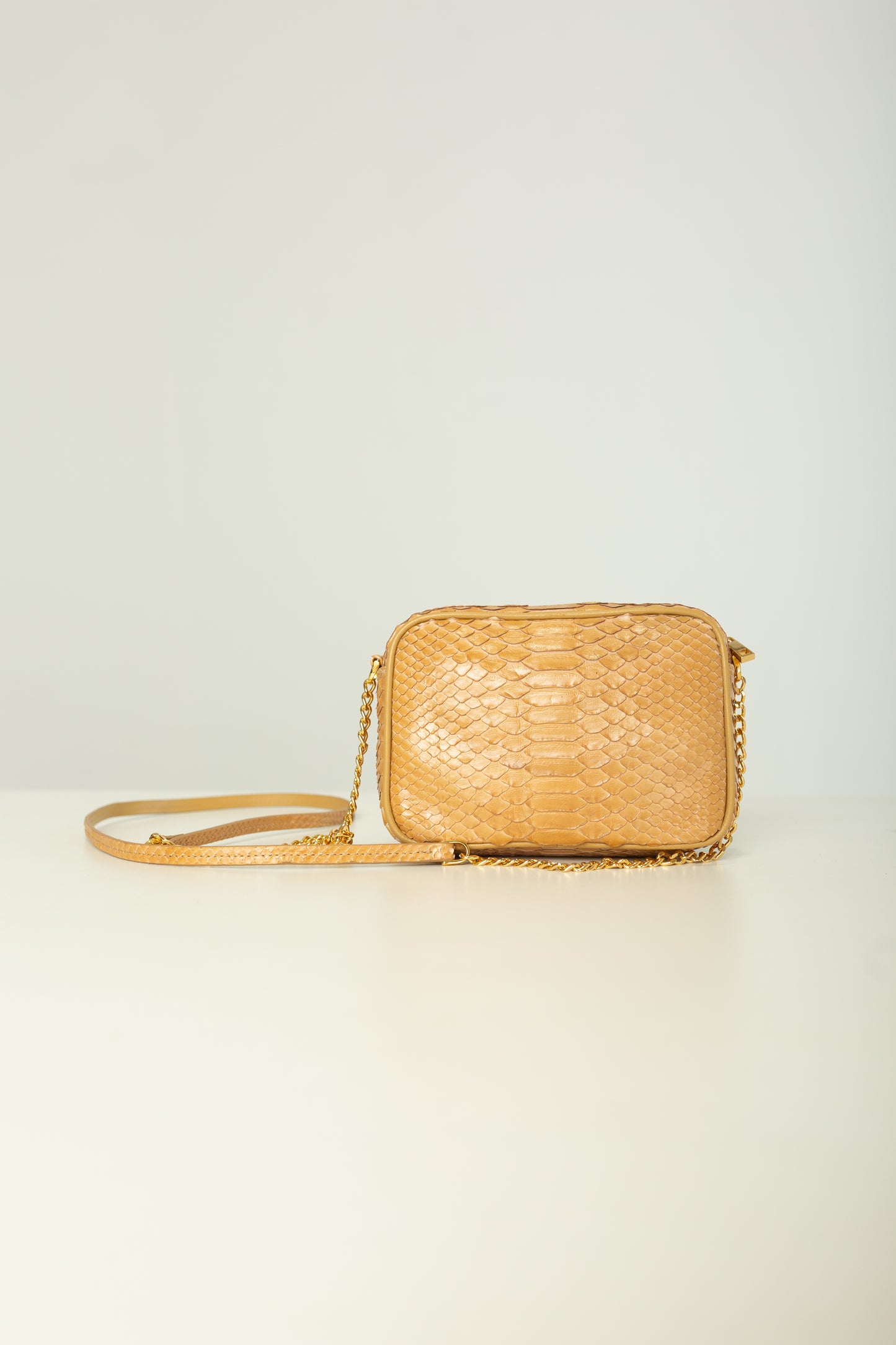 Bolsa Alice P | Couro de Python | Nude
