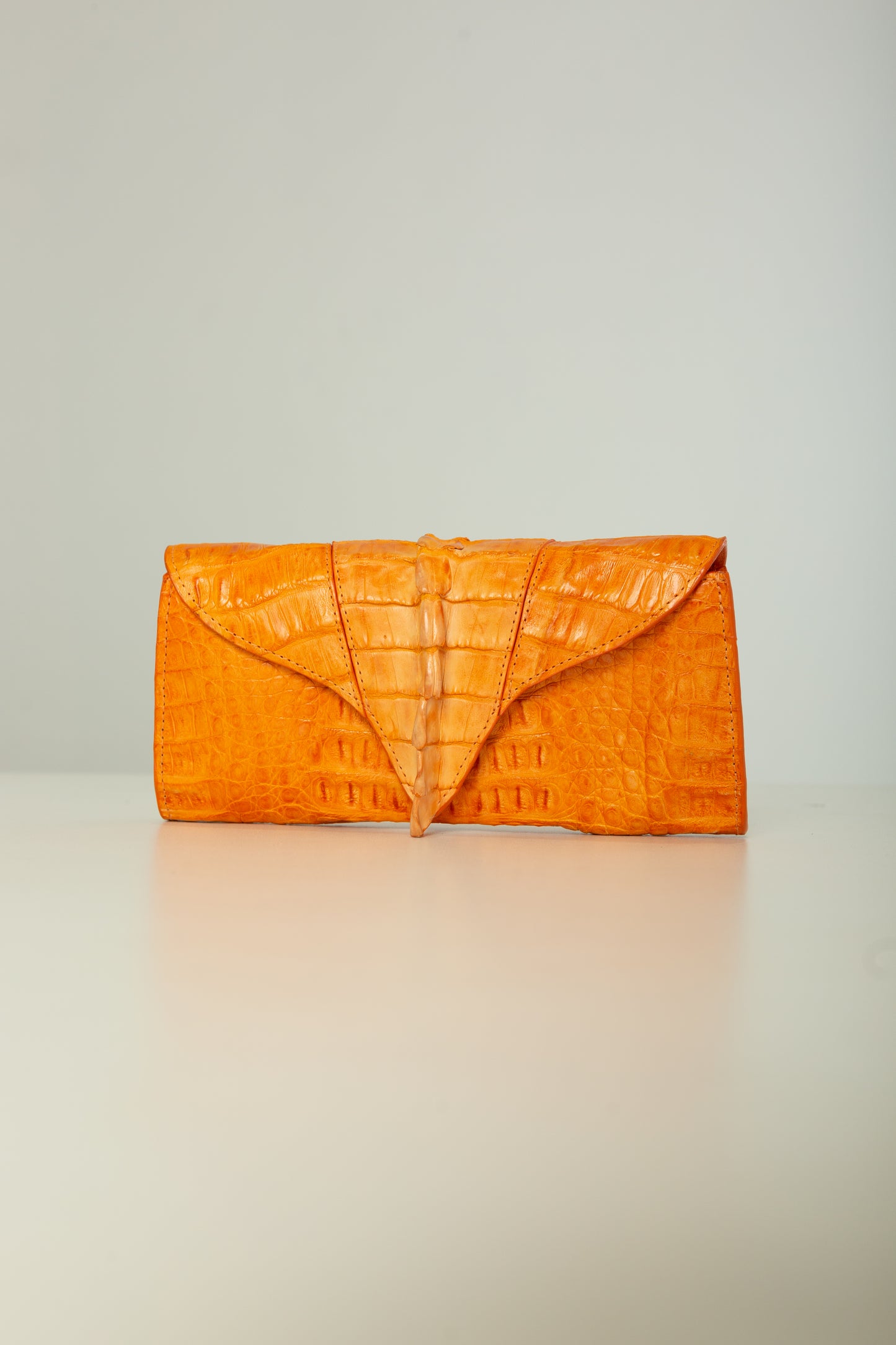 Clutch Clara | Couro de Jacaré | Laranja